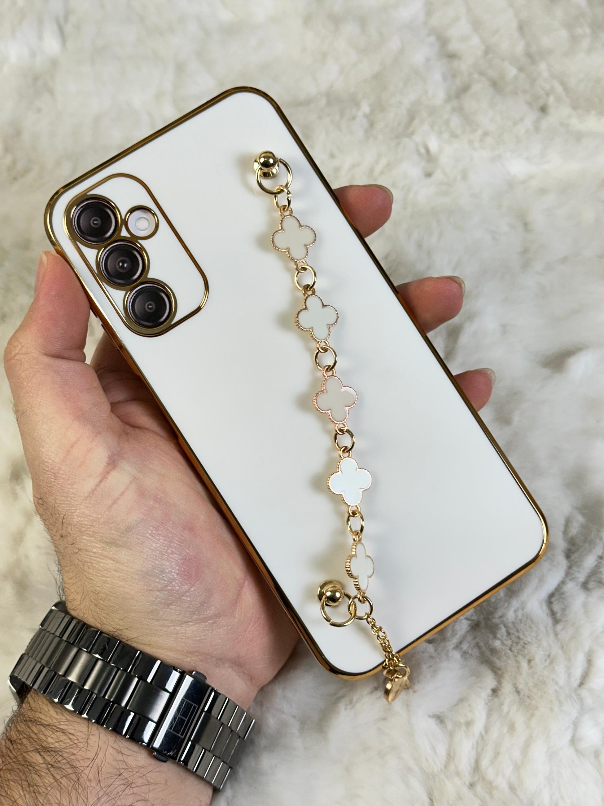 Samsung Galaxy A34 Gold Kenarlı Parlak Kamera Korumalı Elçek Kılıf