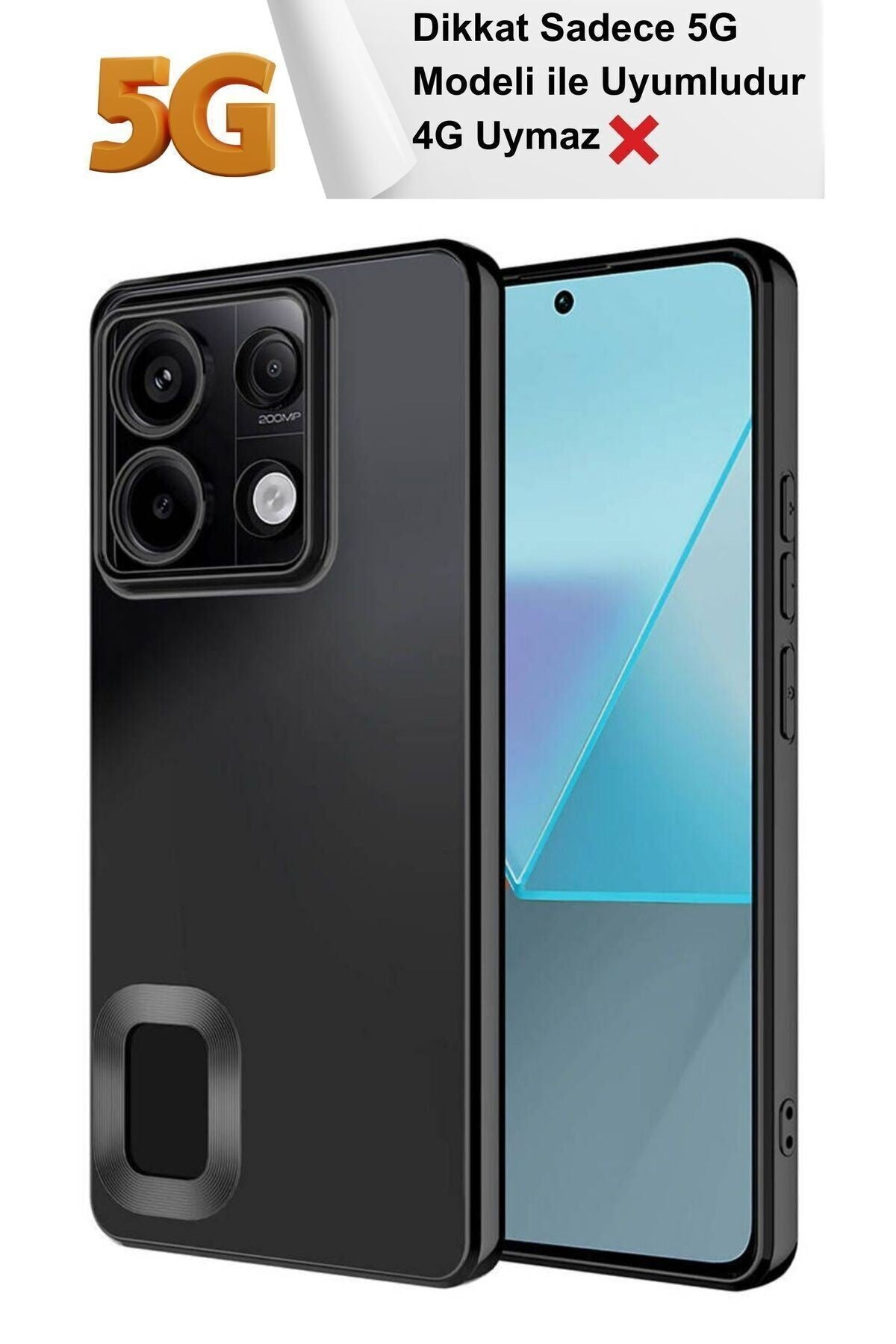 Xiaomi Redmi Note 13 Pro 5G Kamera Korumalı Arkası Şeffaf Kenarları Renkli Logo Gösteren Megavip