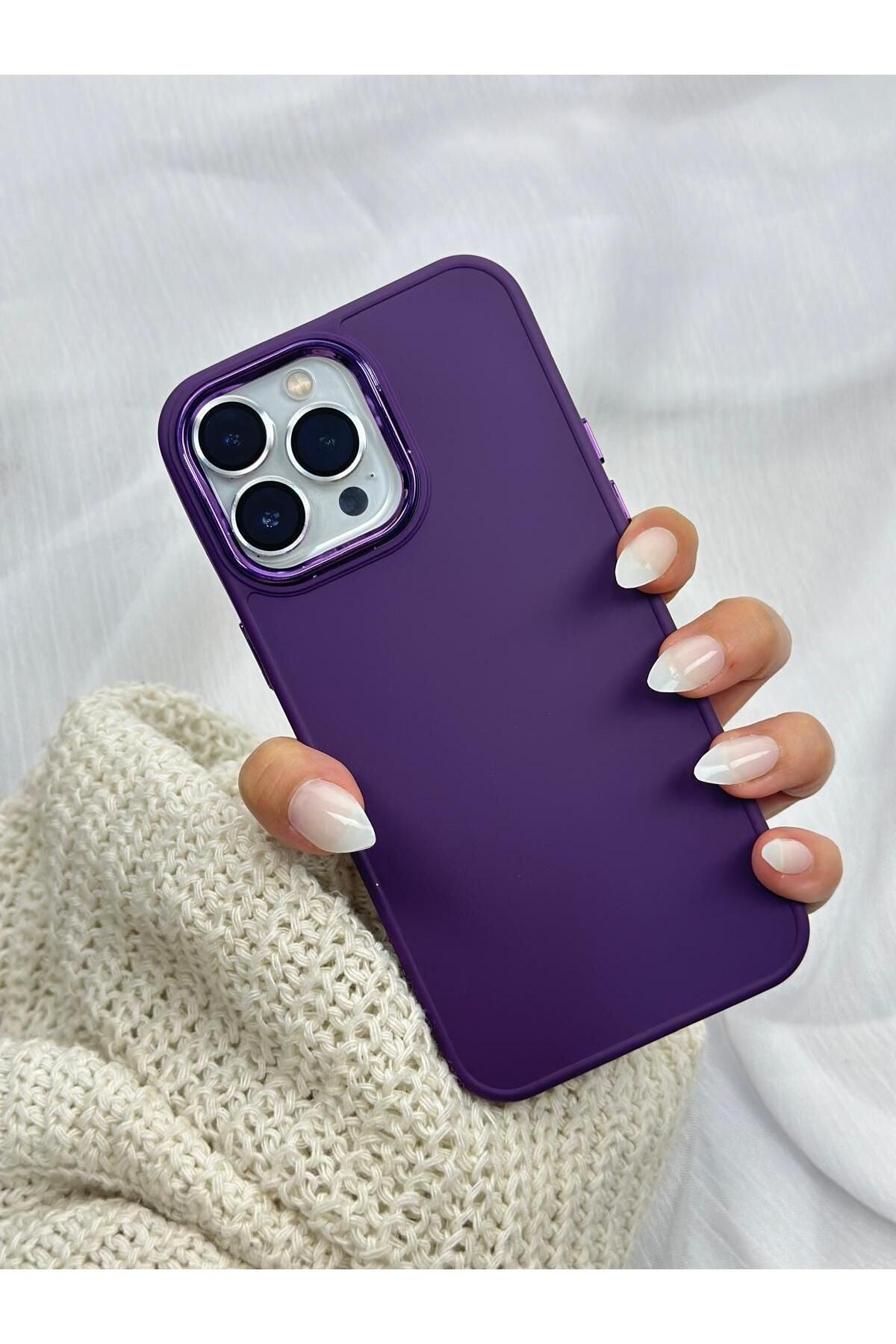 iPhone 14 Pro Max Kılıf Içi Kadife Parlak Detaylı Pastel Silikon Ruby Kılıf