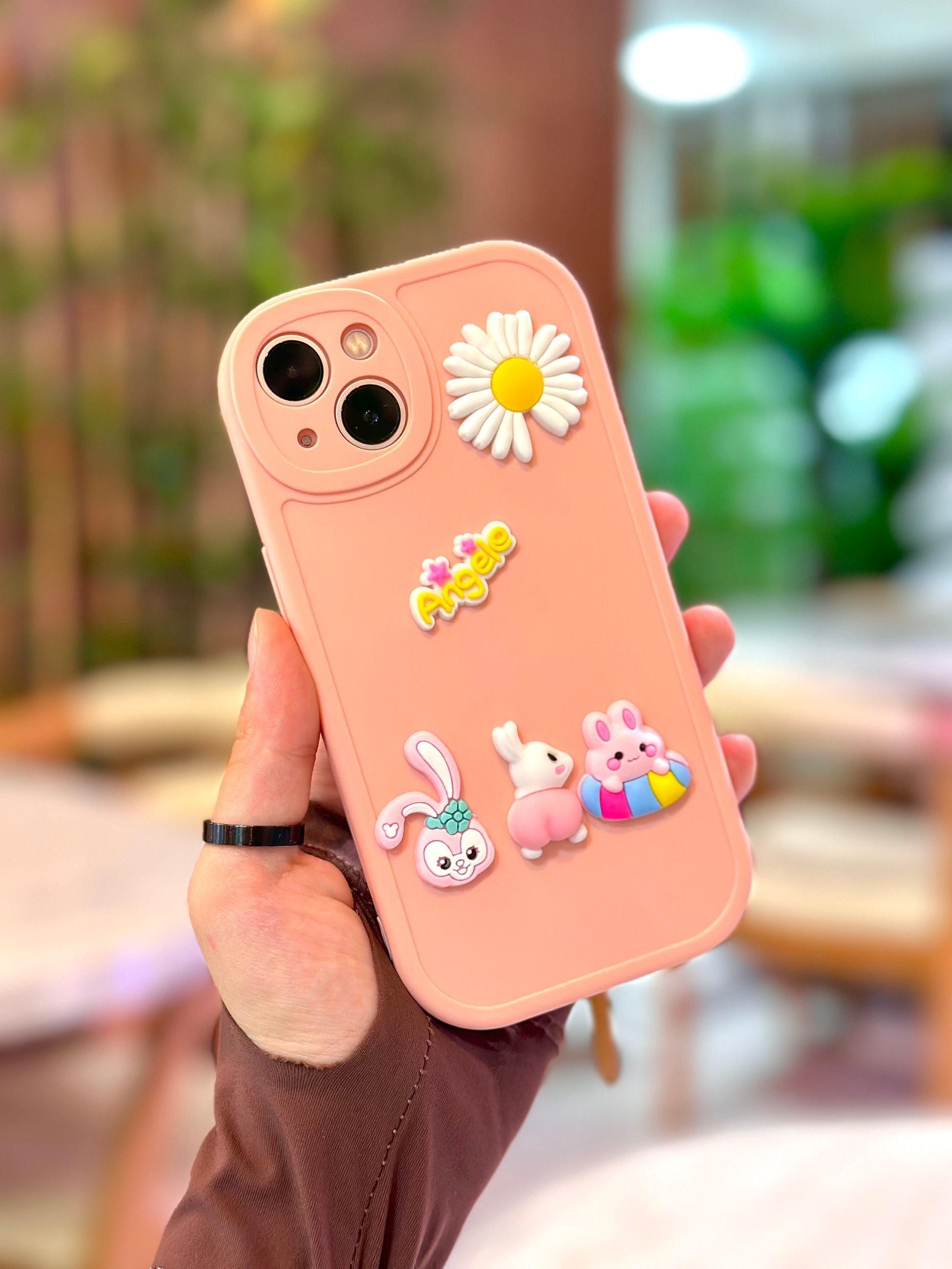 iPhone 13 Ayıcık Desenli Sevimli 3 Boyutlu Tatlı Şirin Kamera Korumalı Silikon Shape Kılıf