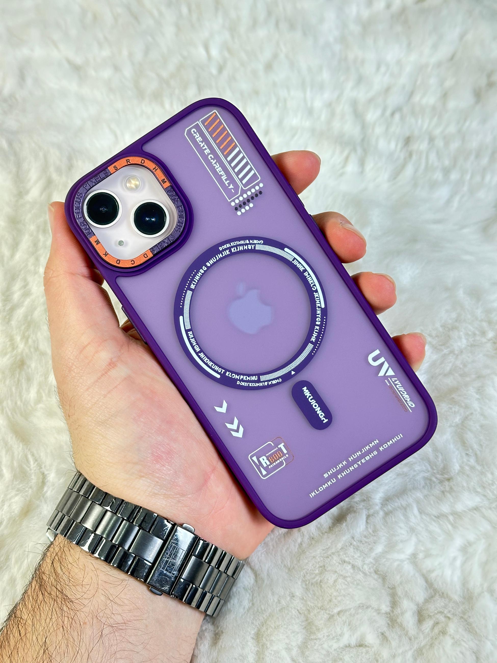 Apple iPhone 15 ile Uyumlu Magsafe Wireless Şarj Özellikli Desenli Tiger Kılıf