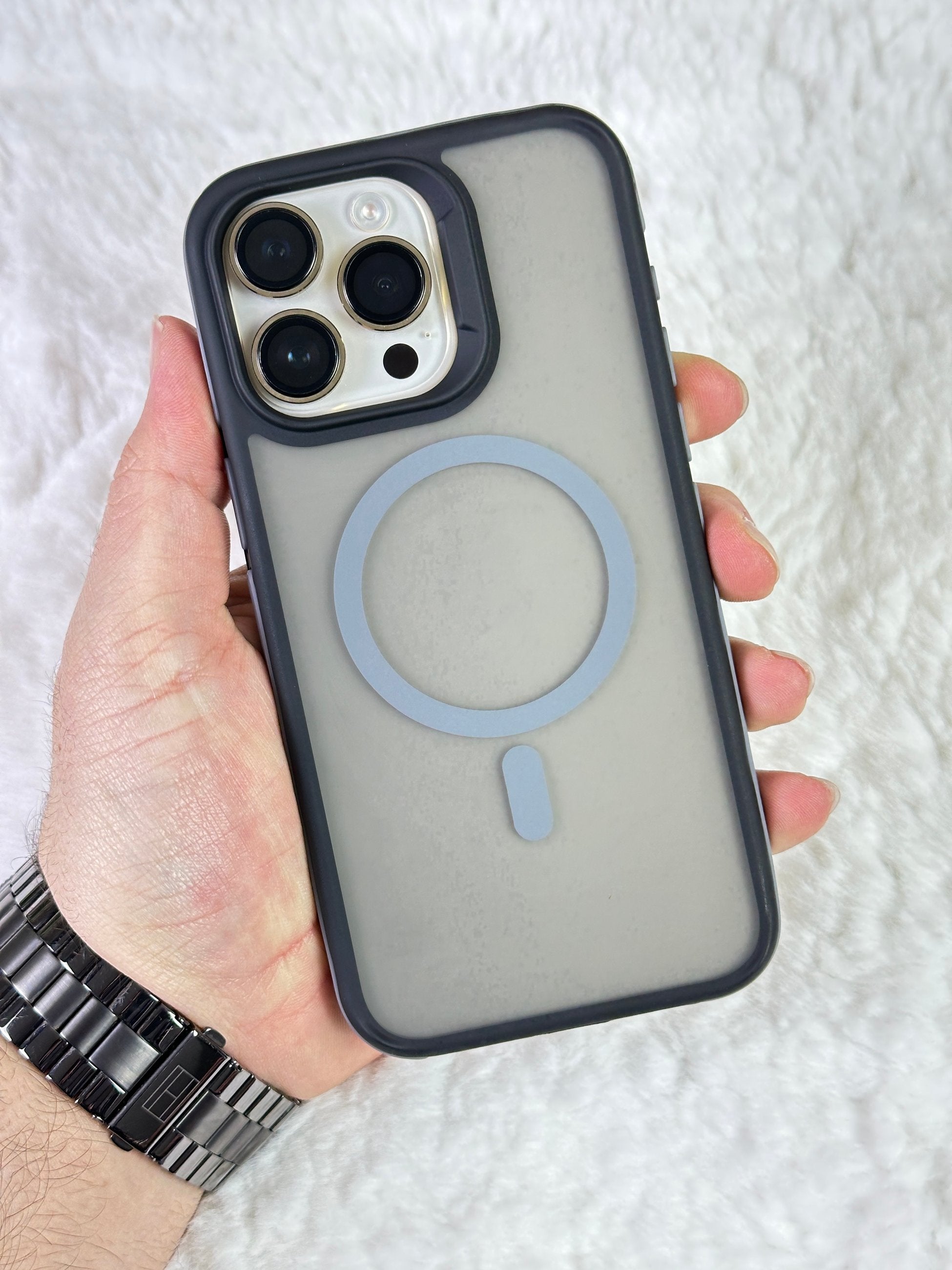 iPhone 15 Pro Max ile Uyumlu Magsafe Özellikli Arkası Mat Yanları Renkli Star Magsafe Kılıf