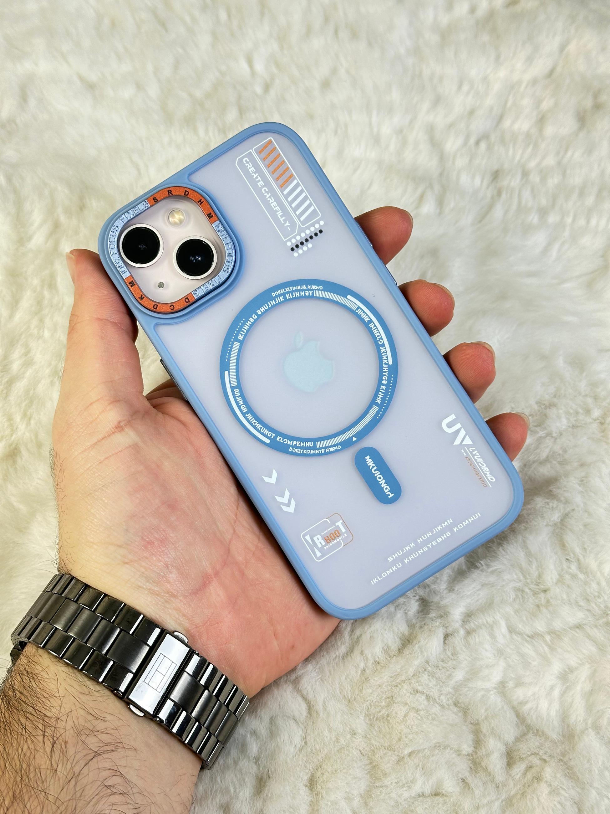 Apple iPhone 15 ile Uyumlu Magsafe Wireless Şarj Özellikli Desenli Tiger Kılıf