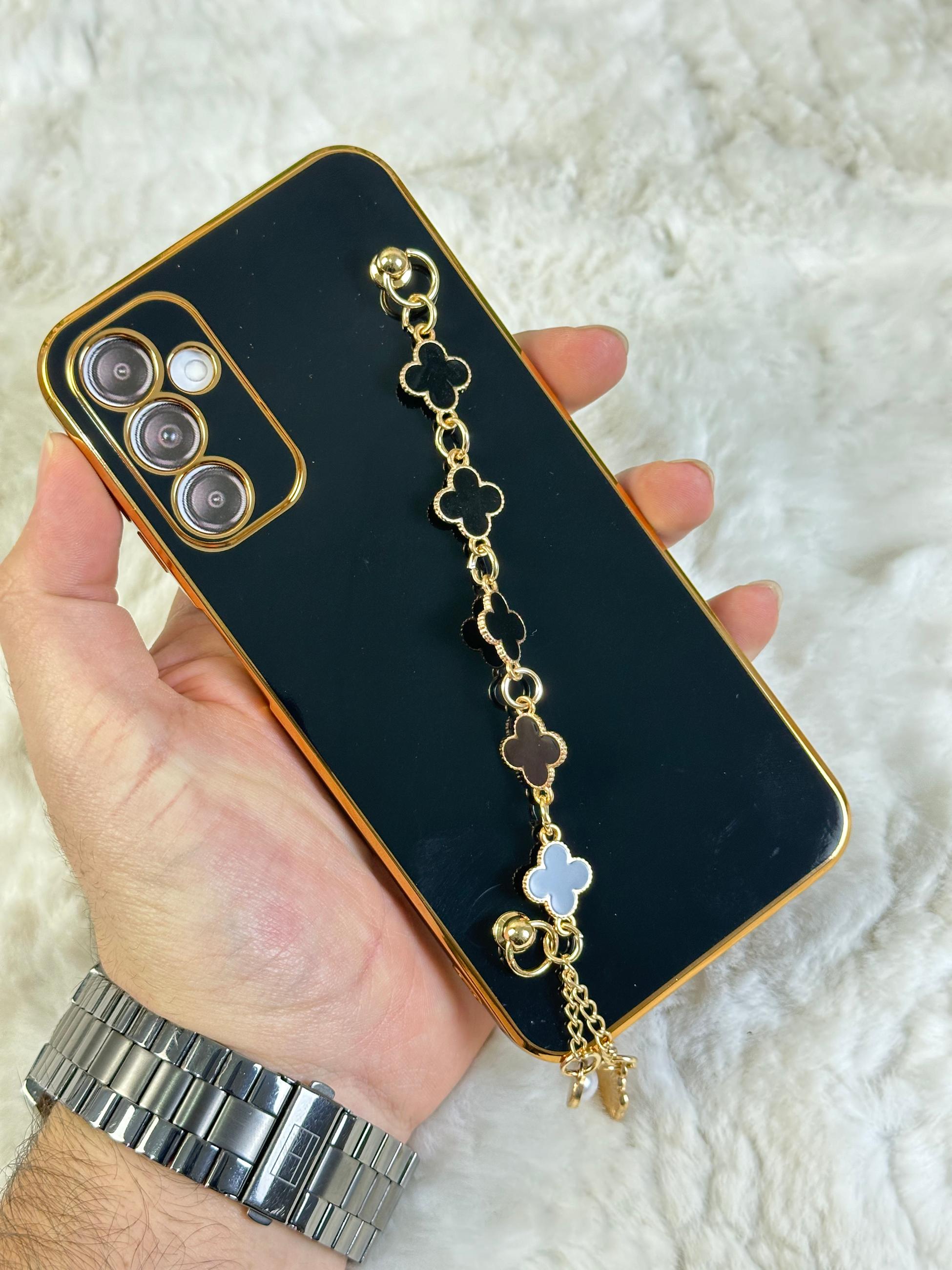 Samsung Galaxy A34 Gold Kenarlı Parlak Kamera Korumalı Elçek Kılıf