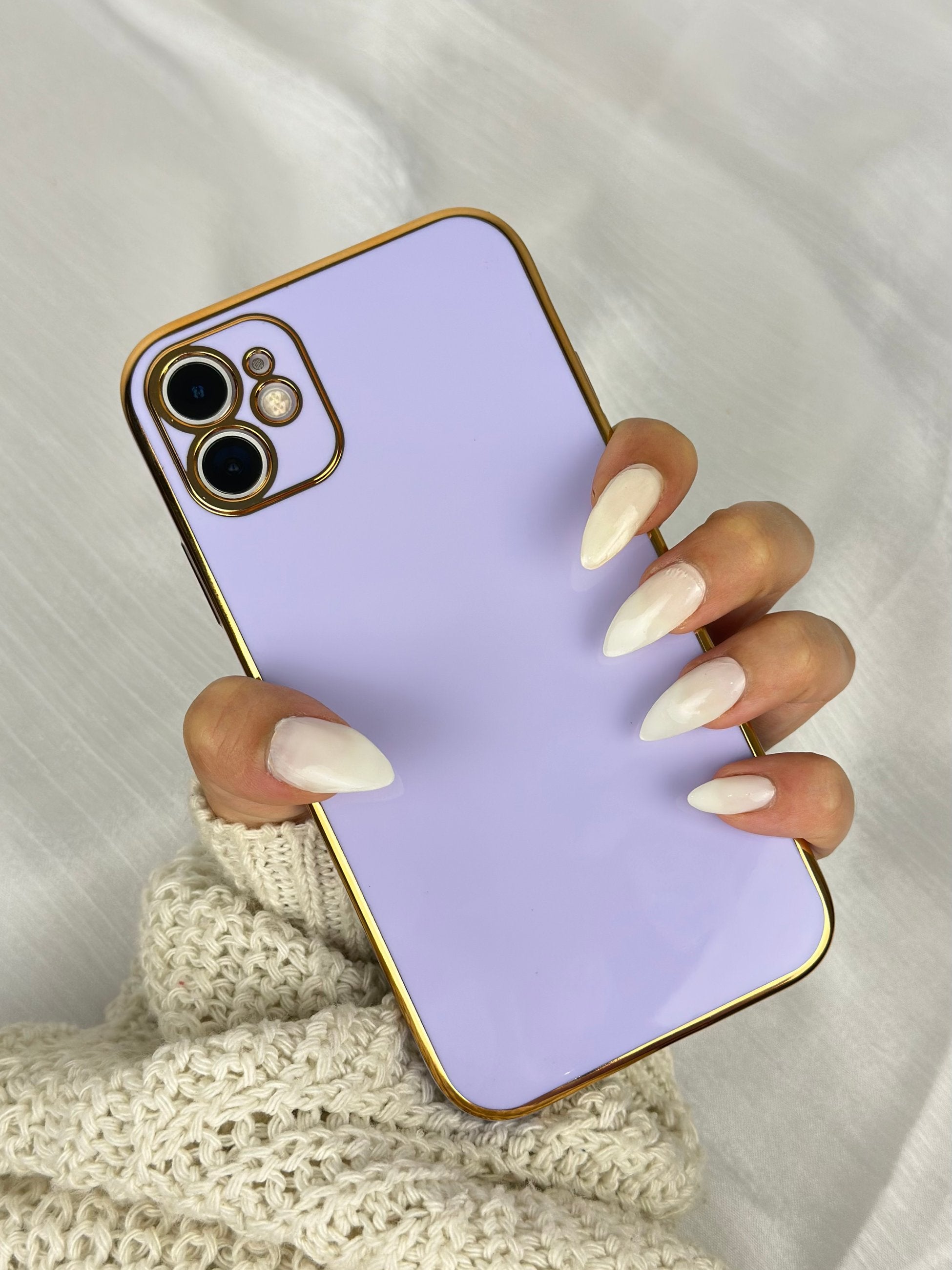 iPhone 12 Gold Kenarlı Parlak Bark Kılıf