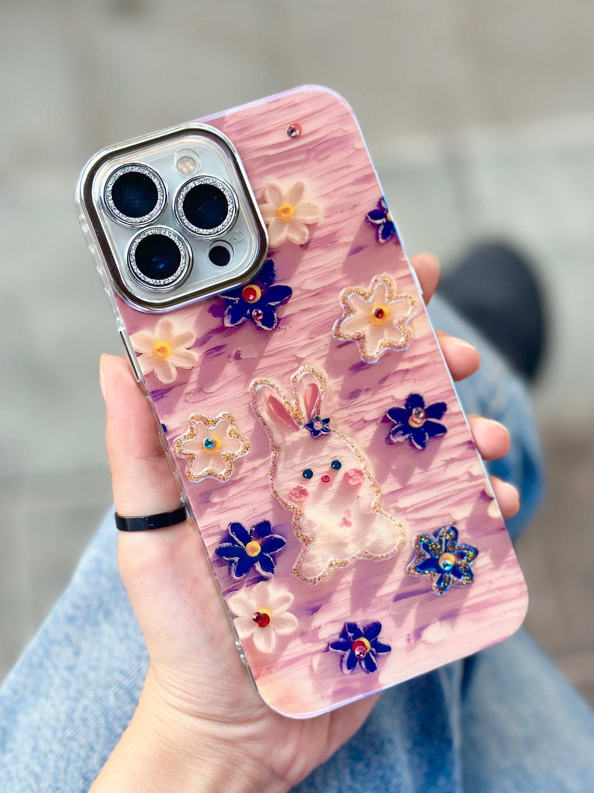 iPhone 13 Pro Max Çiçek Desenli Lens Koruyuculu Paint Kılıfı