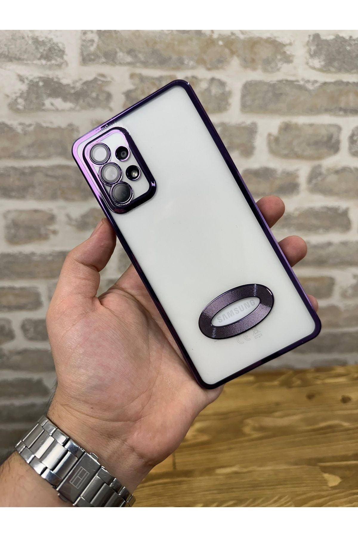 Samsung Galaxy A52/A52S Logo Detaylı Kenarları Renkli Kamera Korumalı Luxury MegaVip Kılıf