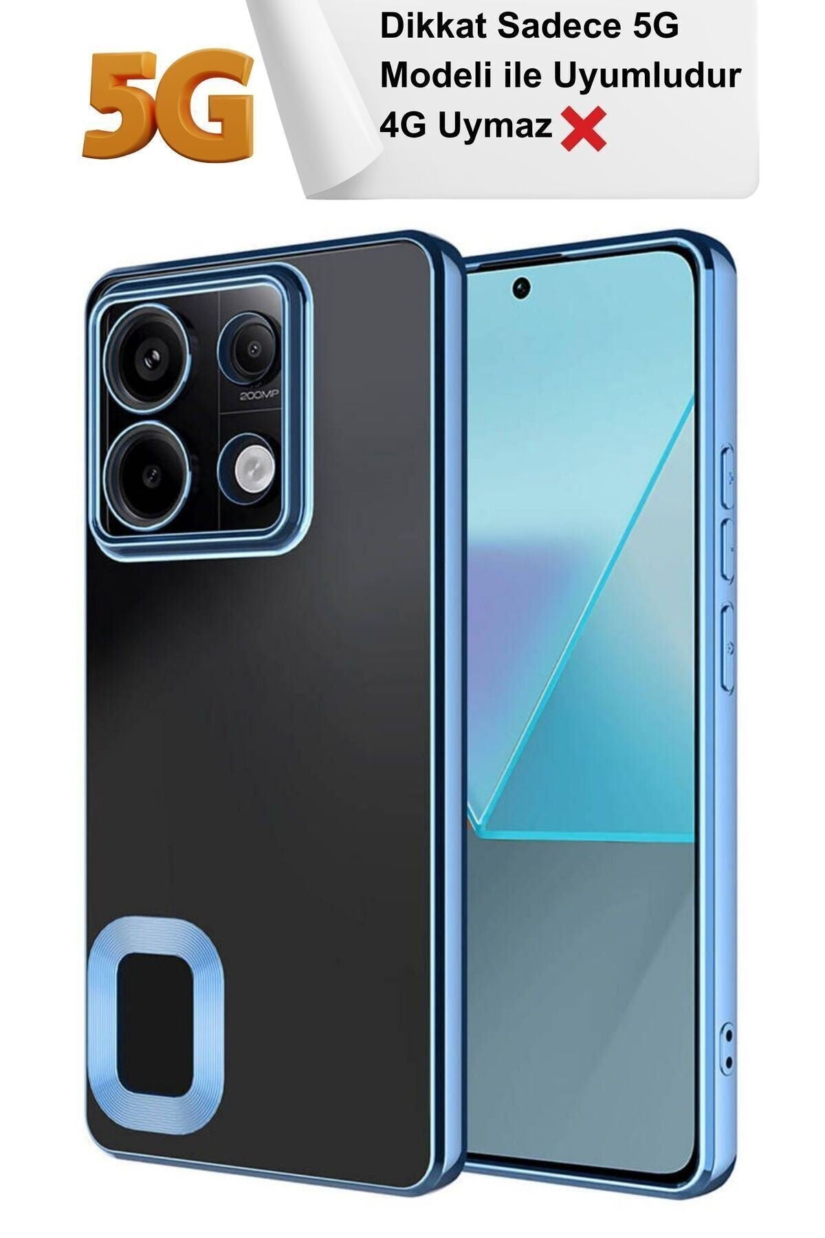 Xiaomi Redmi Note 13 Kamera Korumalı Arkası Şeffaf Kenarları Renkli Logo Gösteren Megavip