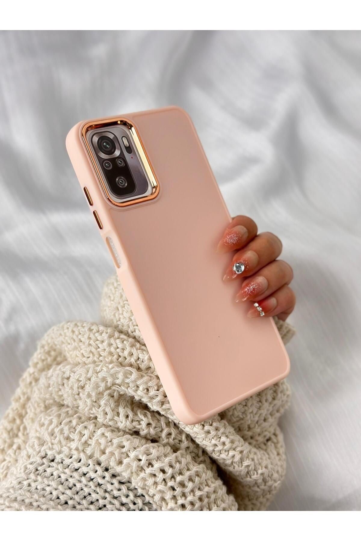 Xiaomi Redmi Note 10 / 10s Parlak Metal Detaylı Tuşu Kolay Basmalı Lansman Pastel Silikon Ruby Kılıf