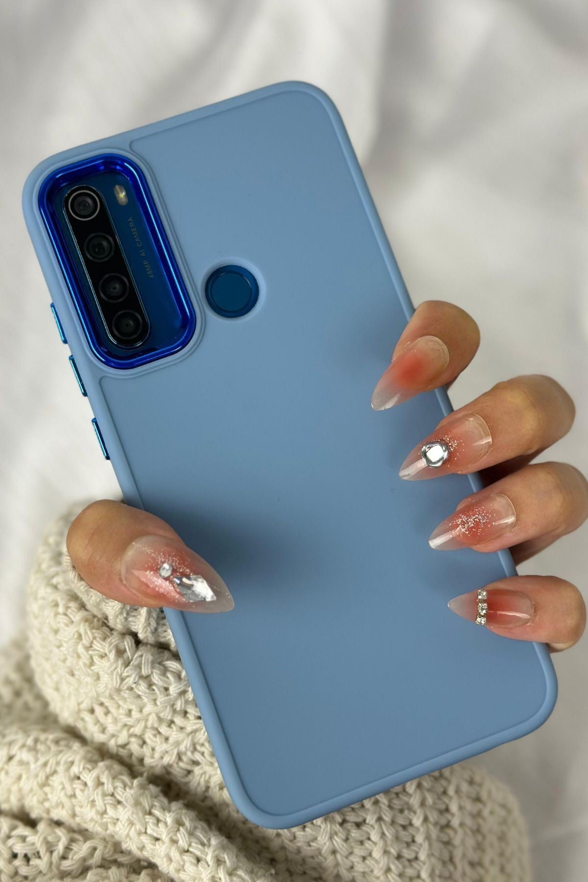 Xiaomi Redmi Note 8 Parlak Metal Detaylı Tuşu Kolay Basmalı Lansman Pastel Silikon Ruby Kılıf