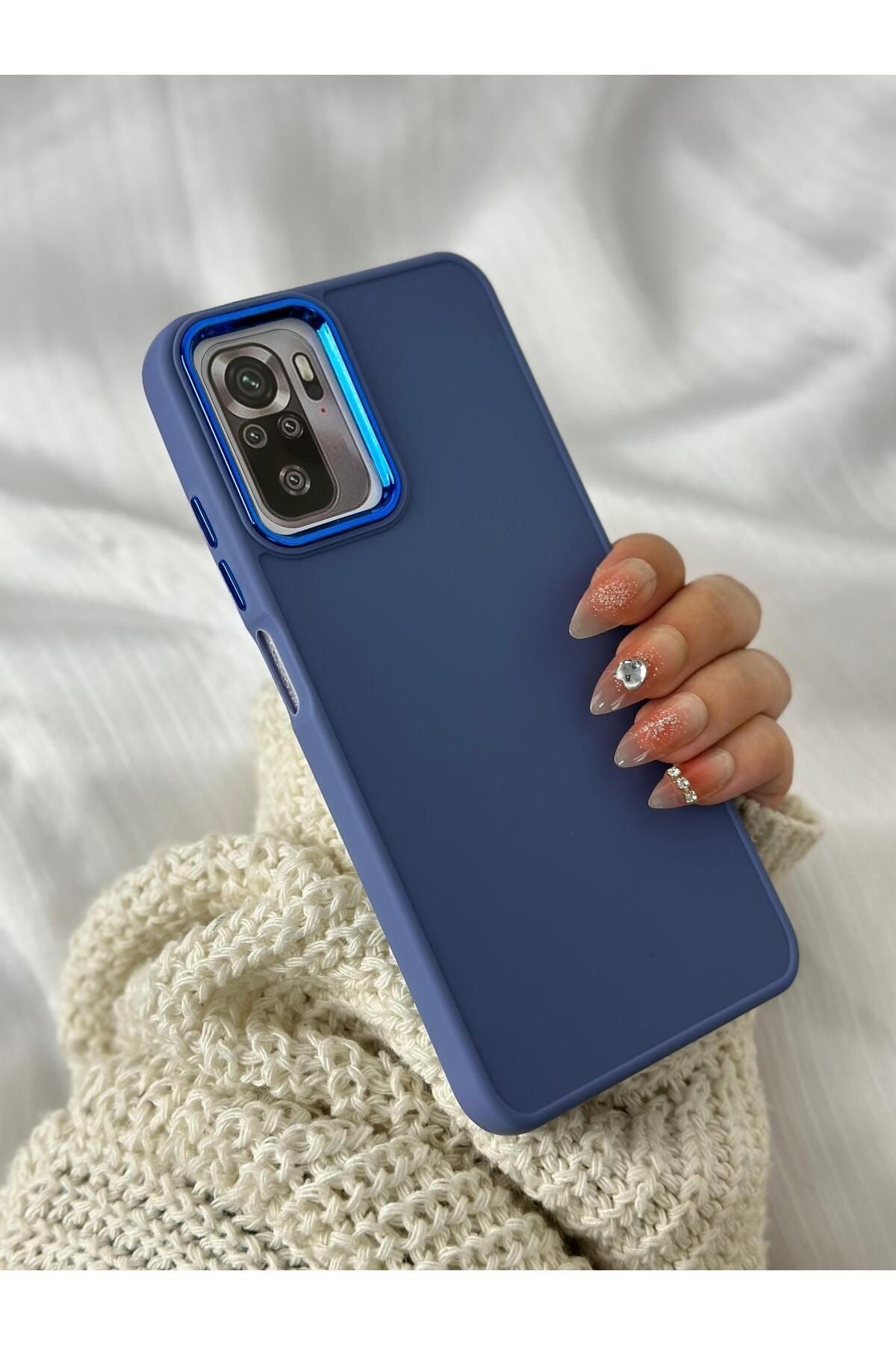 Xiaomi Redmi Note 10 / 10s Parlak Metal Detaylı Tuşu Kolay Basmalı Lansman Pastel Silikon Ruby Kılıf