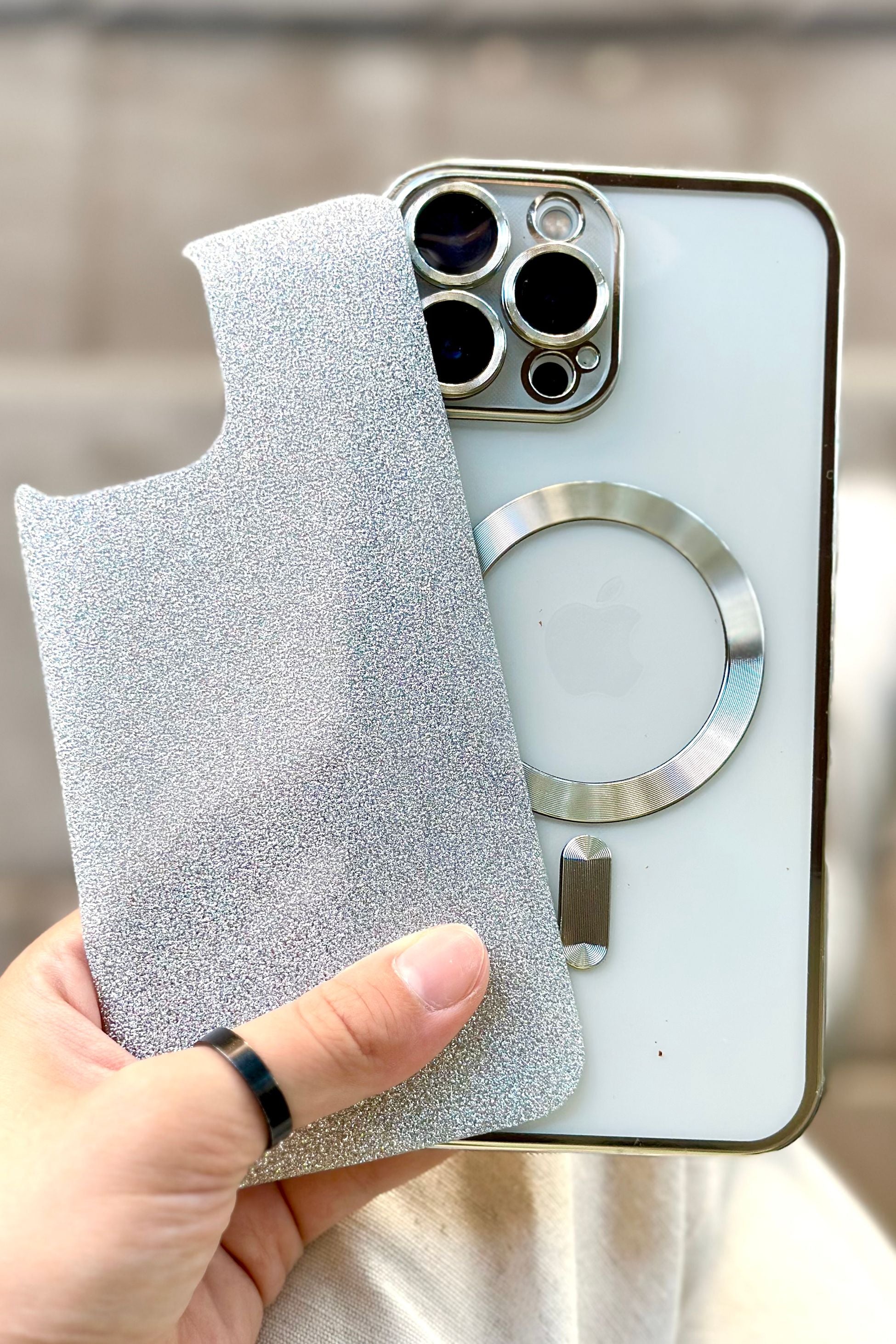 iPhone 13 Pro Max Magsafe Özellikli Simli Kamera Korumalı Shimmer Kılıfı