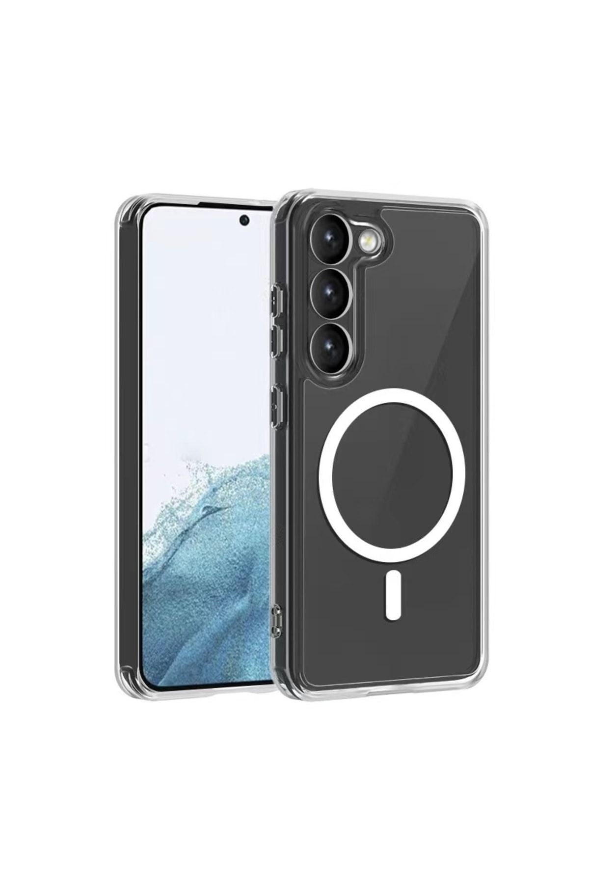 Samsung Galaxy S23 Plus - Şeffaf Magsafe Wireless Kablosuz Şarj Destekli Sert V-Mags Kılıf