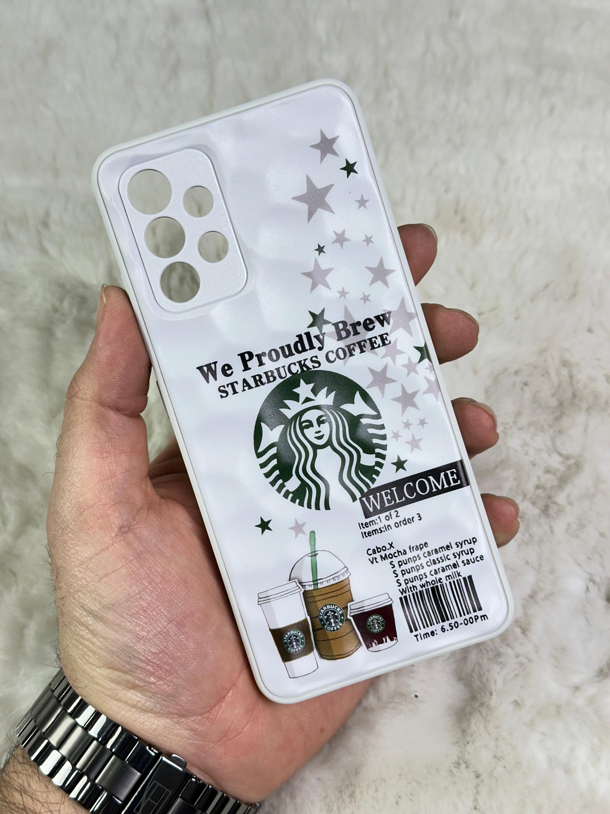Samsung Galaxy A32 Arkası Sert Kapaklı Yanları Silikonlu Starbucks-Nike Kılıf