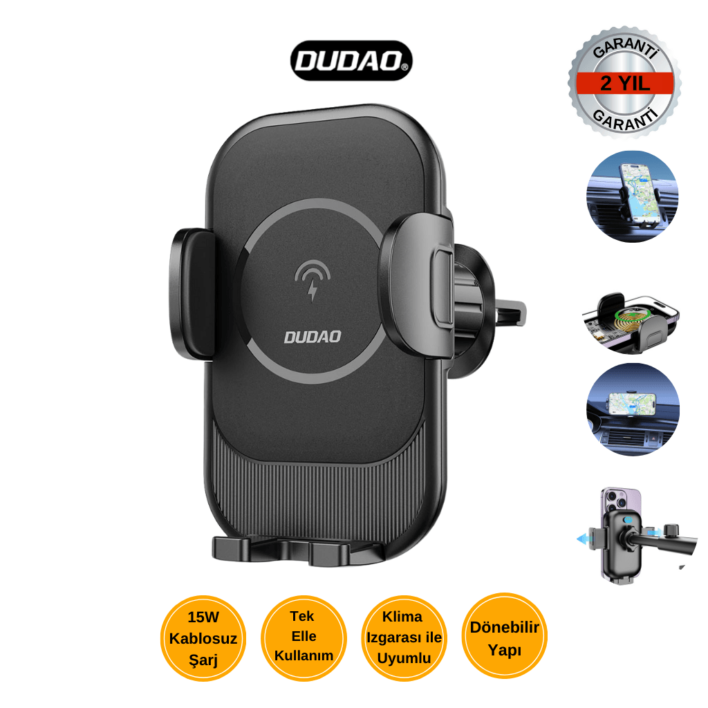 DUDAO F3 PRO Araç İçi Telefon Tutucu 15W Kablosuz Şarj Özellikli Klima Izgarası ile Uyumlu