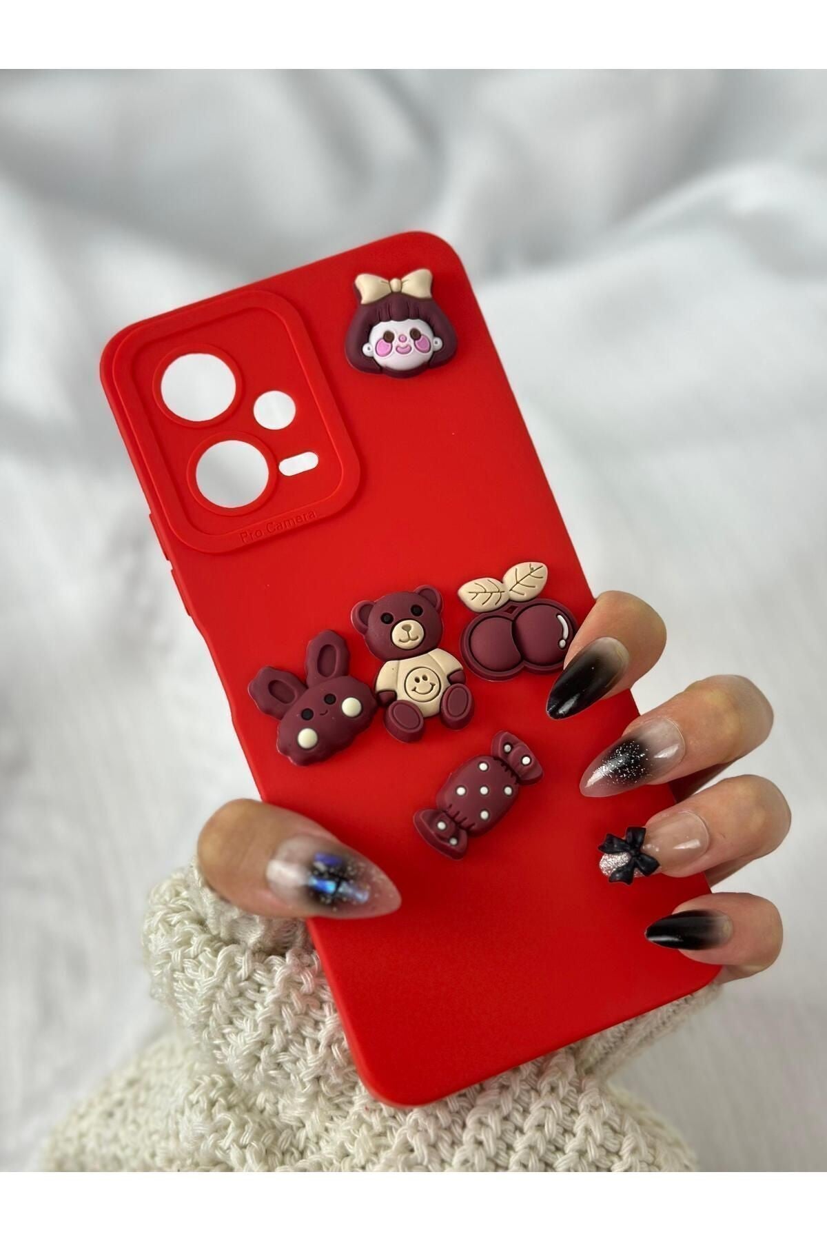 Xiaomi Redmi Note 12 Pro 5g Sweet Ayıcıklı 3 Boyutlu Tatlı Kiraz Desenli Toy Bear Kılıf