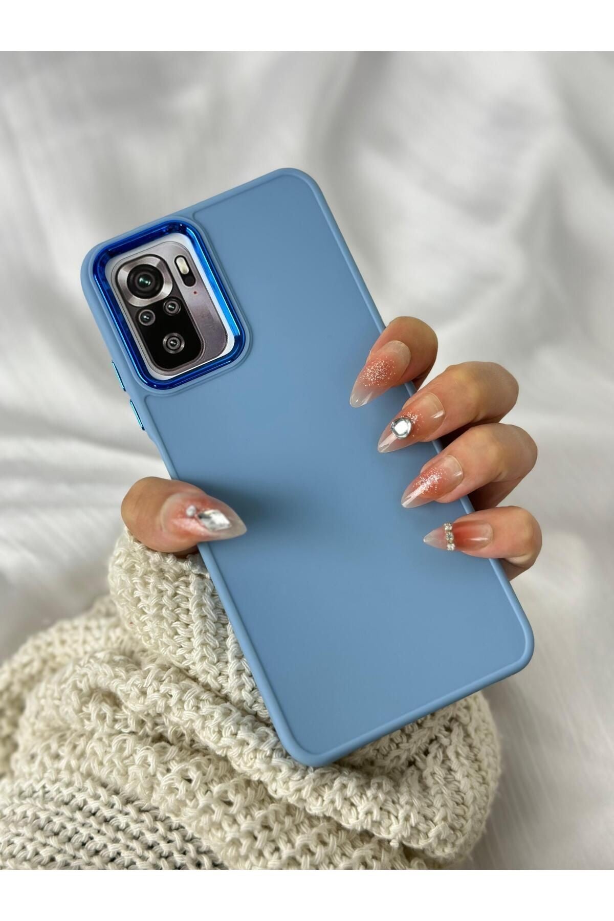 Xiaomi Redmi Note 10 / 10s Parlak Metal Detaylı Tuşu Kolay Basmalı Lansman Pastel Silikon Ruby Kılıf