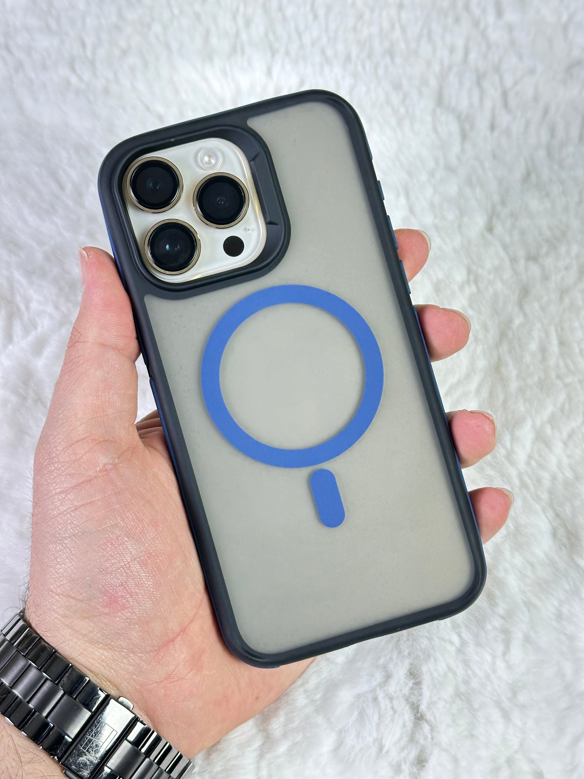 iPhone 15 Pro Max ile Uyumlu Magsafe Özellikli Arkası Mat Yanları Renkli Star Magsafe Kılıf