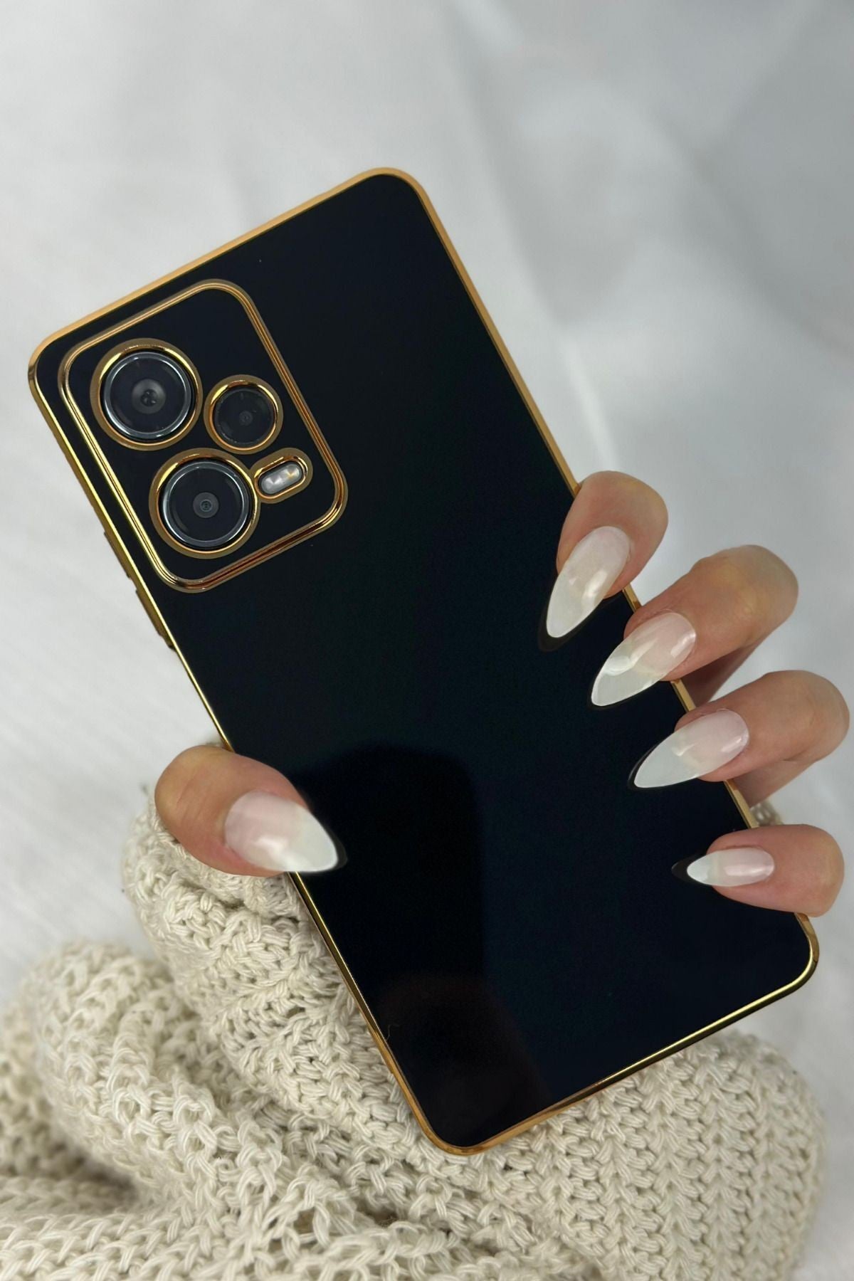 Xiaomi Redmi Note 12 Pro 5G Gold Kenarlı Parlak Kamera Korumalı Bark Kılıf