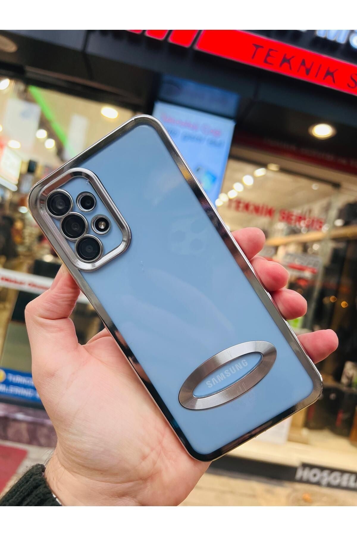 Samsung Galaxy A34 Logo Detaylı Kenarları Renkli Kamera Korumalı Luxury Megavip Kılıf