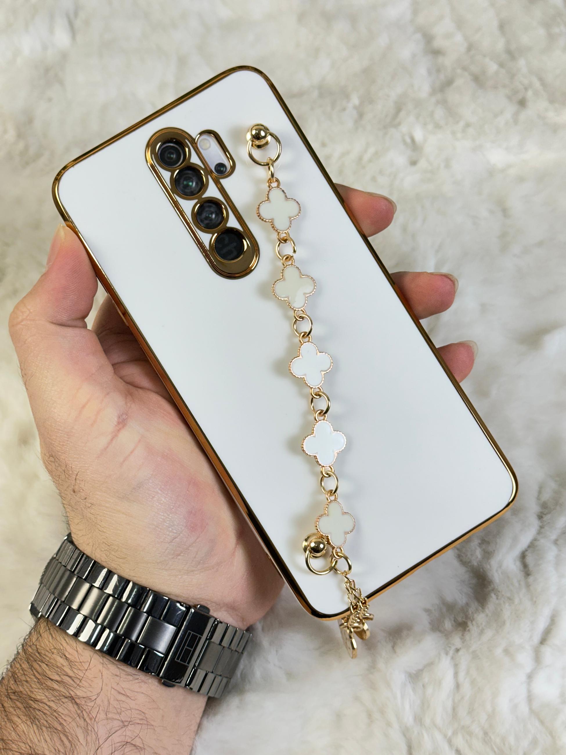 Xiaomi Redmi Note 8 Pro Gold Kenarlı Parlak Kamera Korumalı Elçek Kılıf