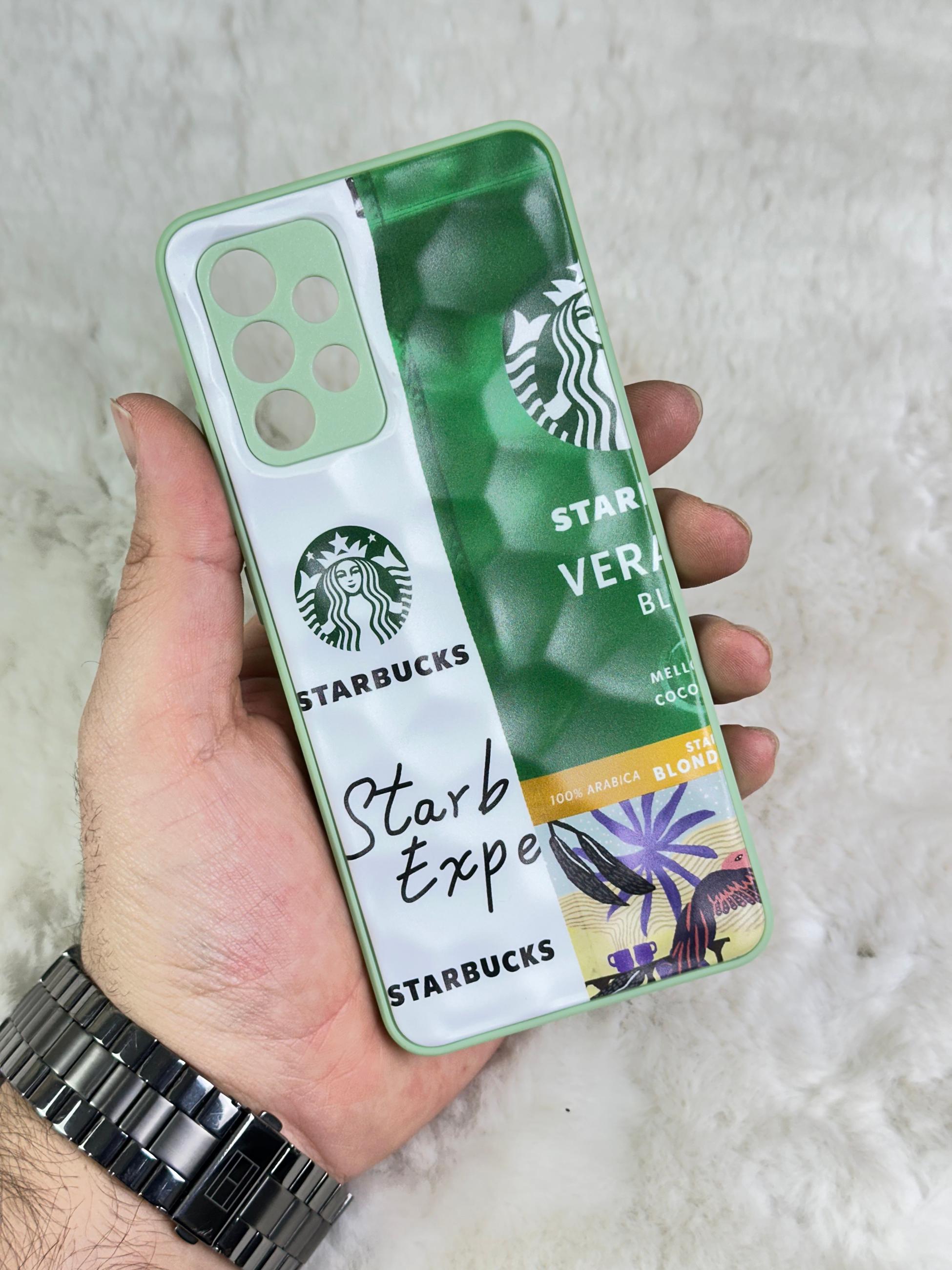 Samsung Galaxy A32 Arkası Sert Kapaklı Yanları Silikonlu Starbucks-Nike Kılıf