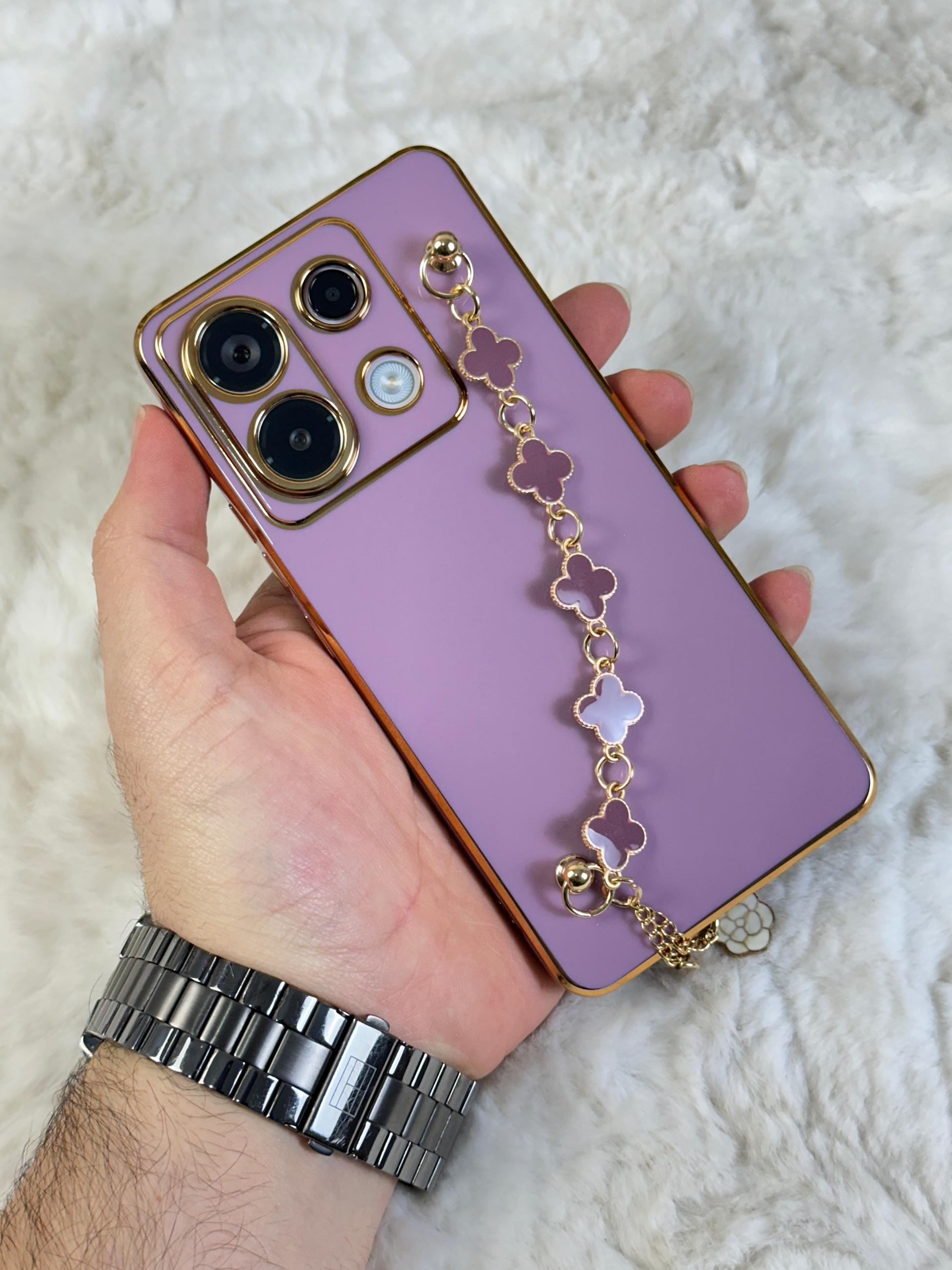 Xiaomi Redmi Note 13 Pro 5G Çerçeveleri Altın Kaplı El Tutamaçlı Elçek Kılıf