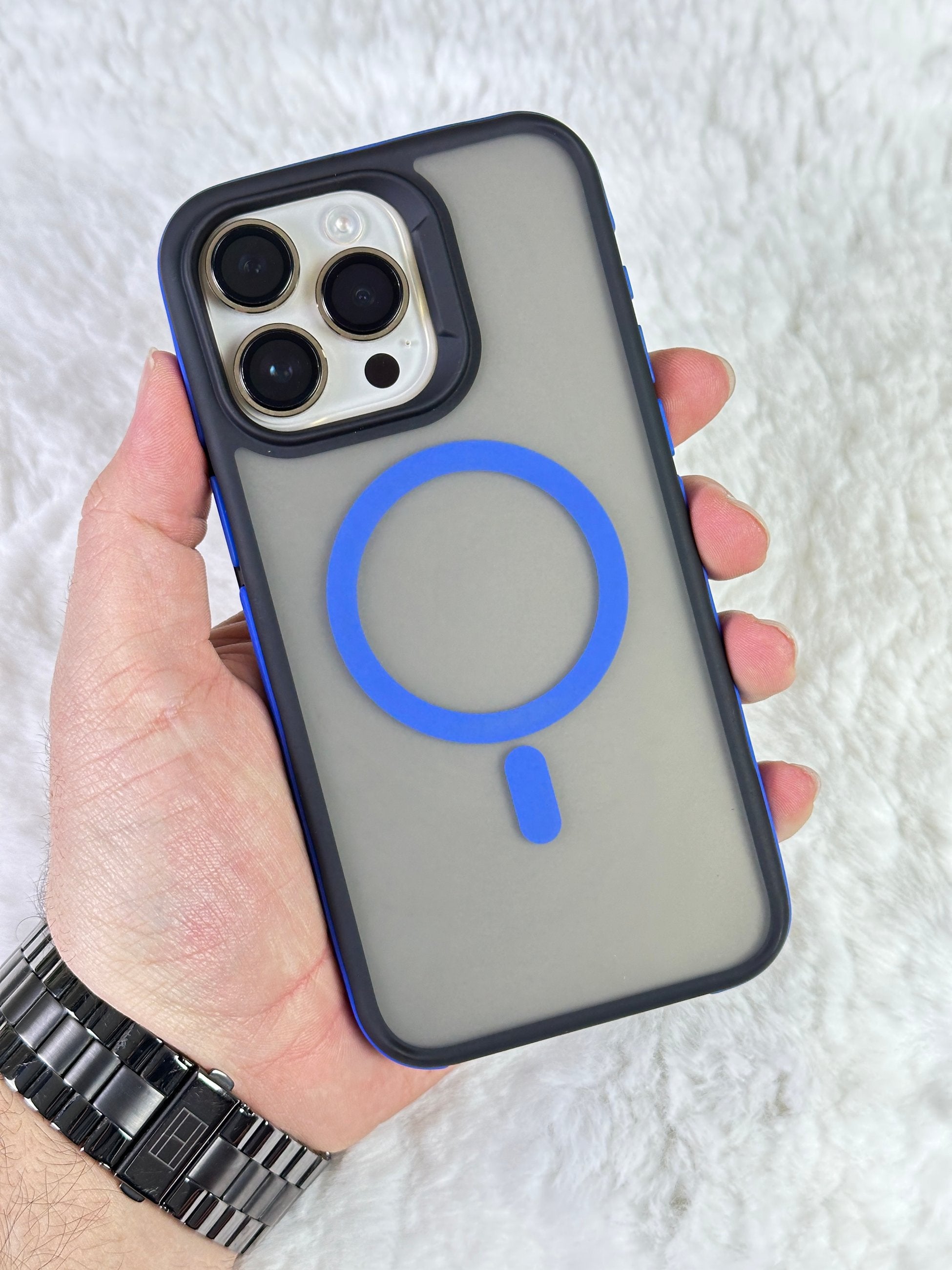 iPhone 15 Pro Max ile Uyumlu Magsafe Özellikli Arkası Mat Yanları Renkli Star Magsafe Kılıf