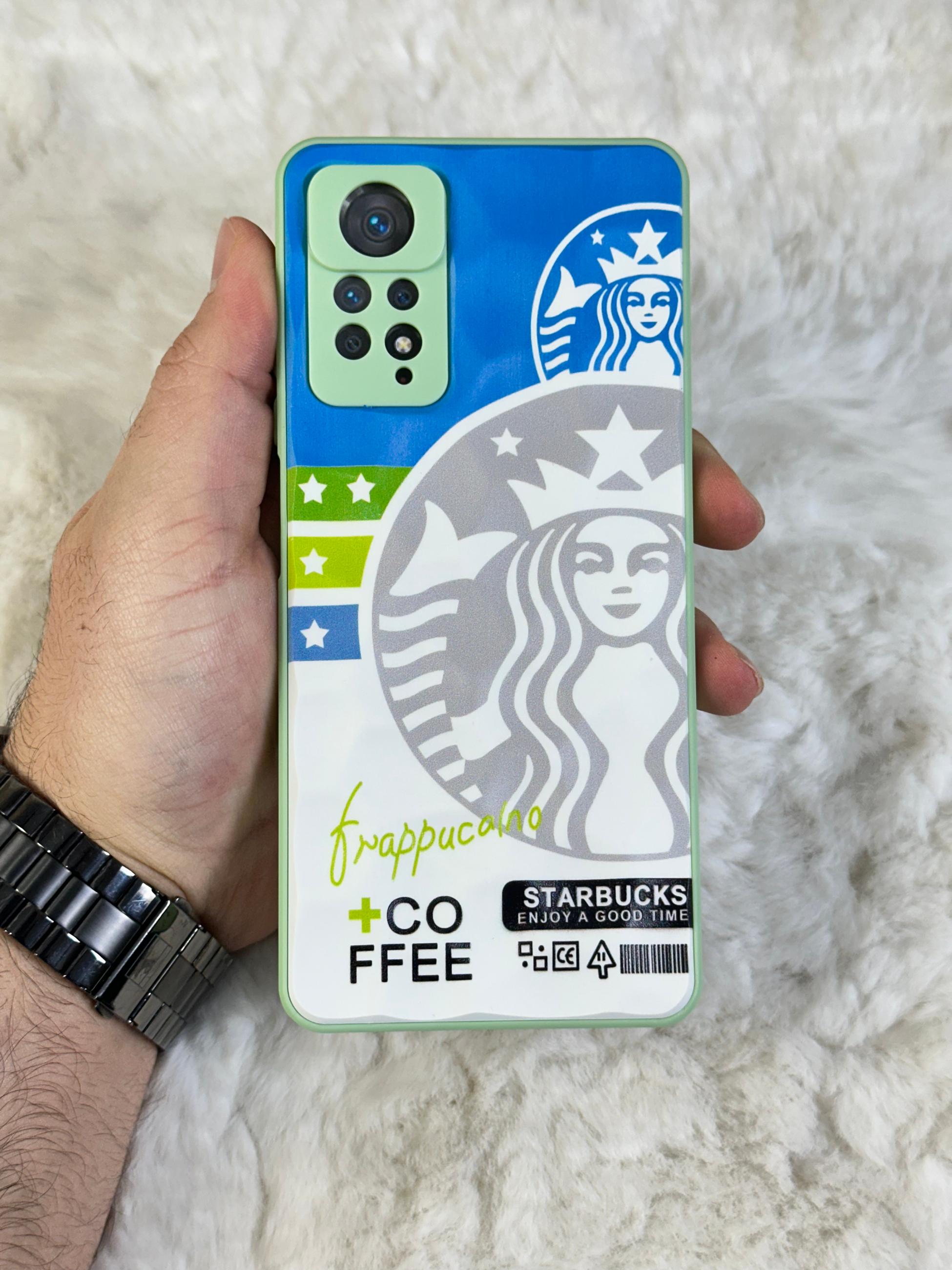 Xiaomi Note 11 Pro uyumlu Arkası Sert Kapaklı Yanları Silikonlu Starbucks-Nike Kılıf