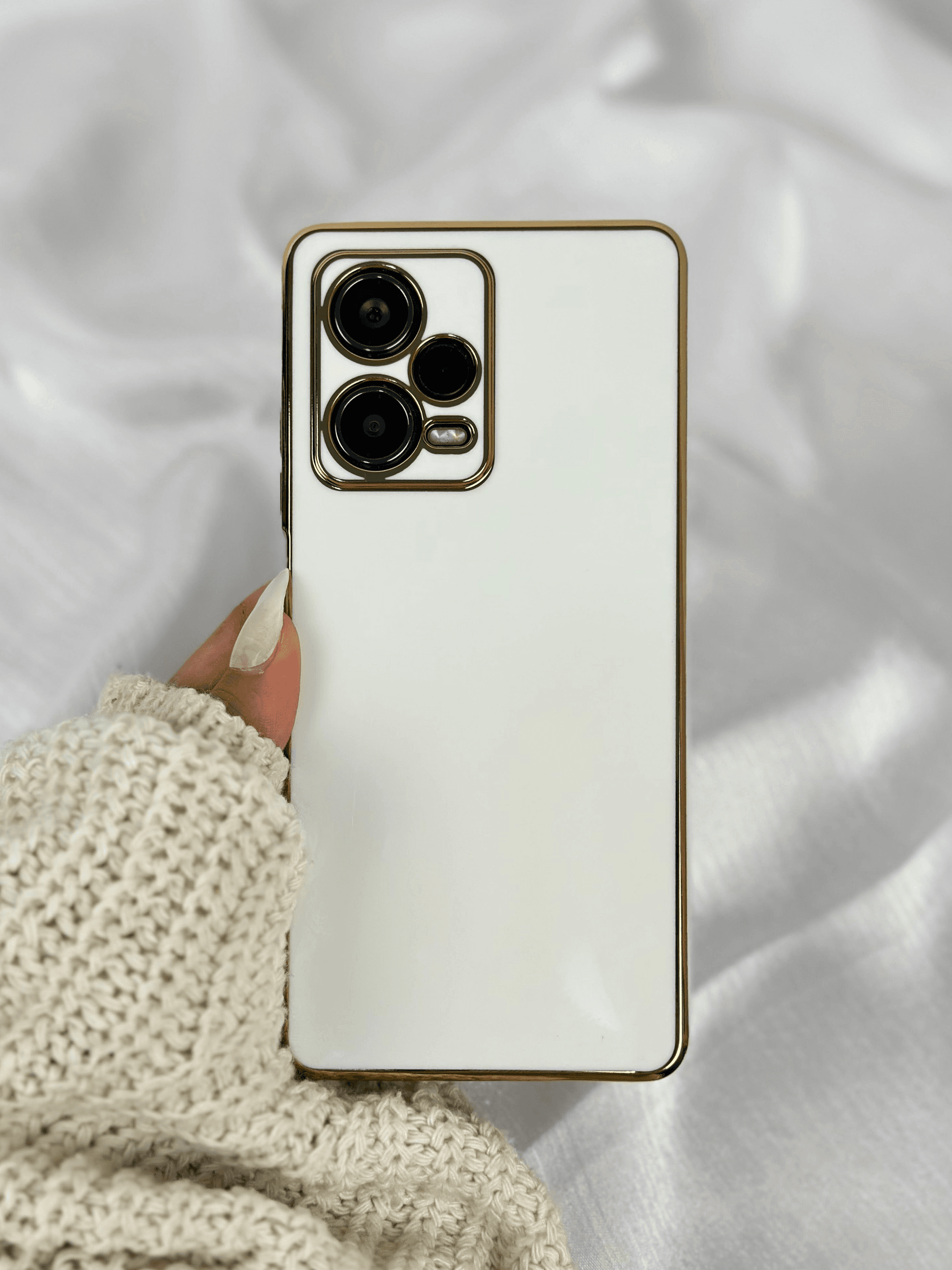 Xiaomi Redmi Note 12 Pro 5G Gold Kenarlı Parlak Kamera Korumalı Bark Kılıf