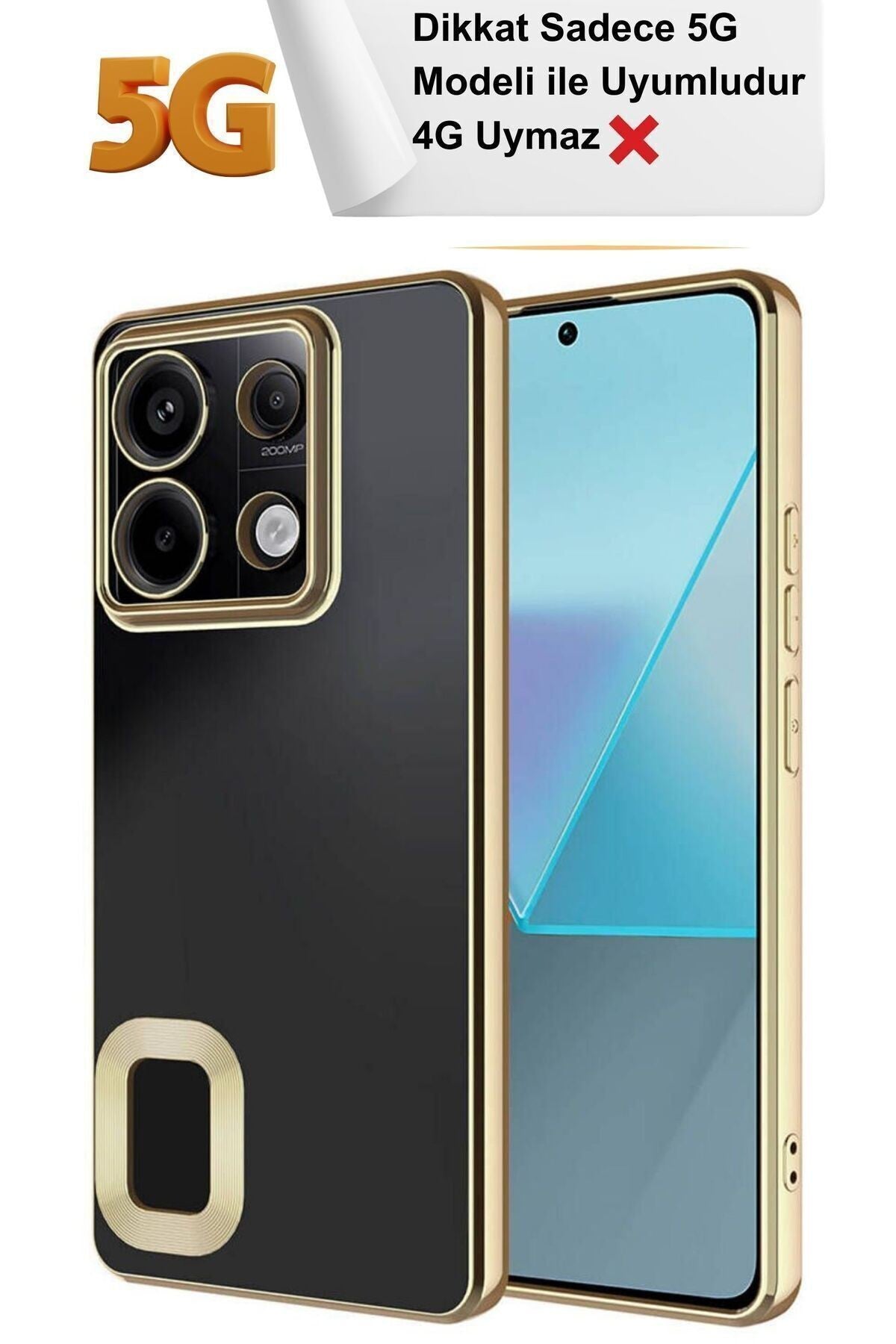 Xiaomi Redmi Note 13 Kamera Korumalı Arkası Şeffaf Kenarları Renkli Logo Gösteren Megavip