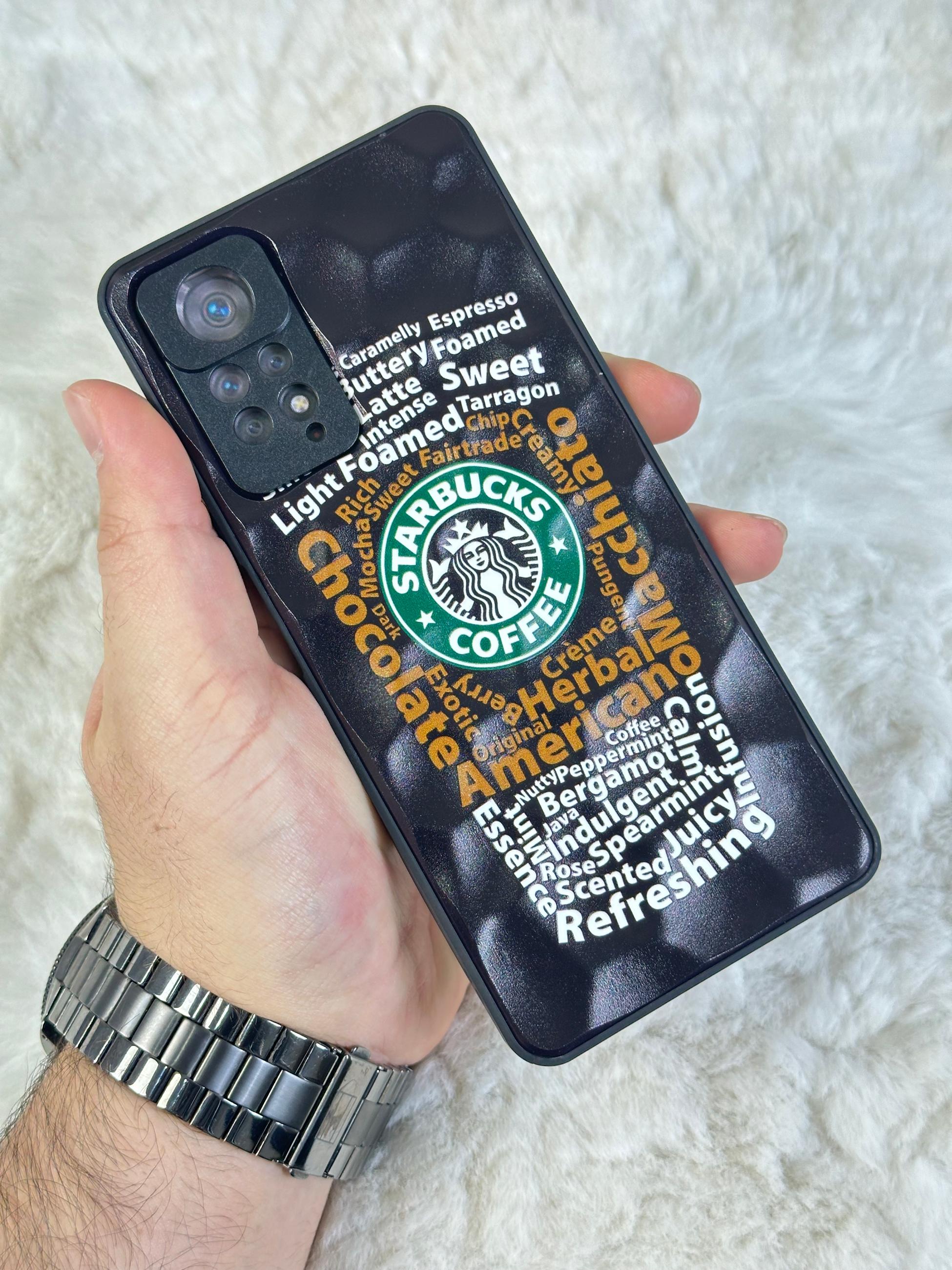 Xiaomi Note 11 Pro uyumlu Arkası Sert Kapaklı Yanları Silikonlu Starbucks-Nike Kılıf