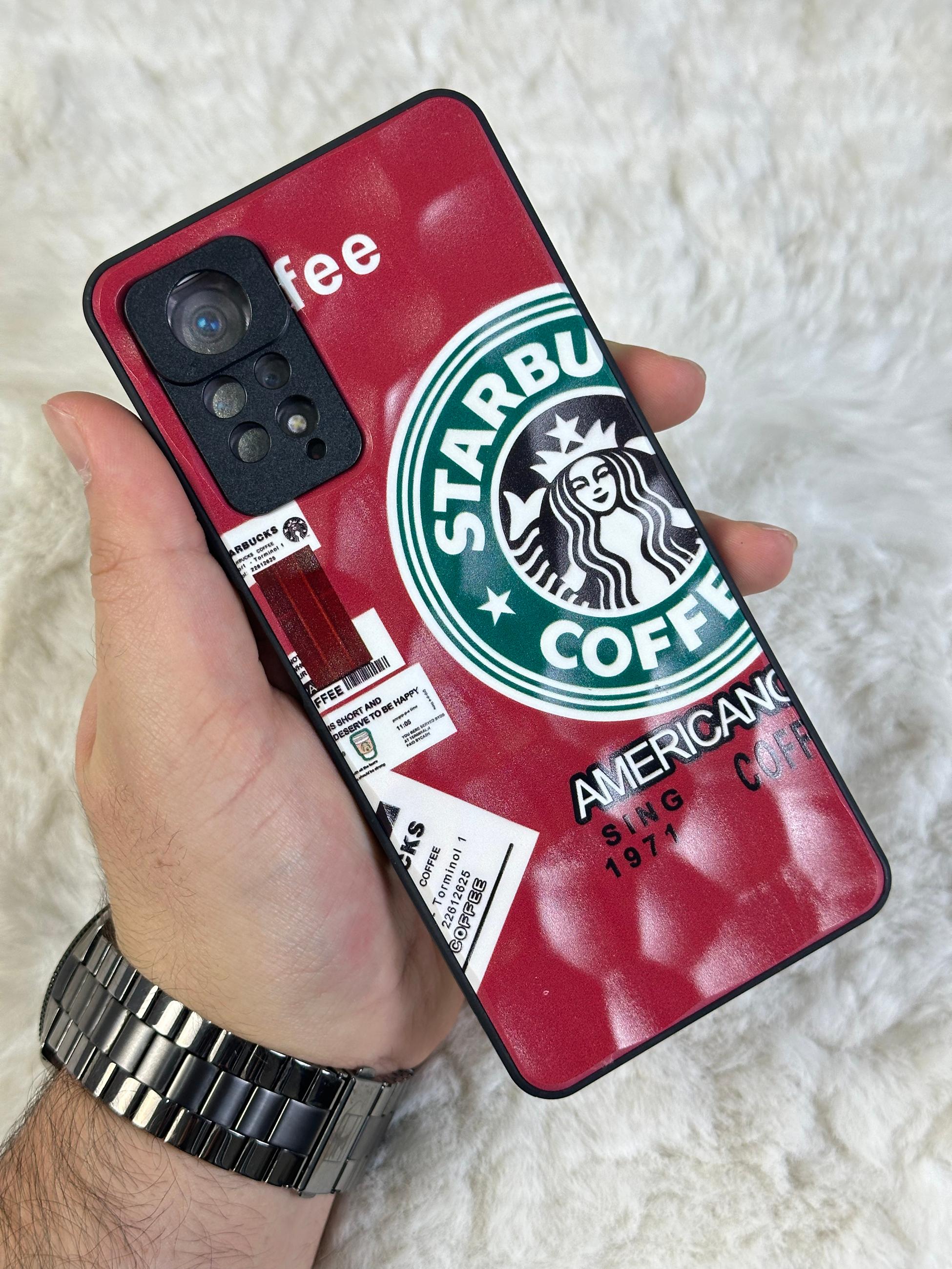 Xiaomi Note 11 Pro uyumlu Arkası Sert Kapaklı Yanları Silikonlu Starbucks-Nike Kılıf