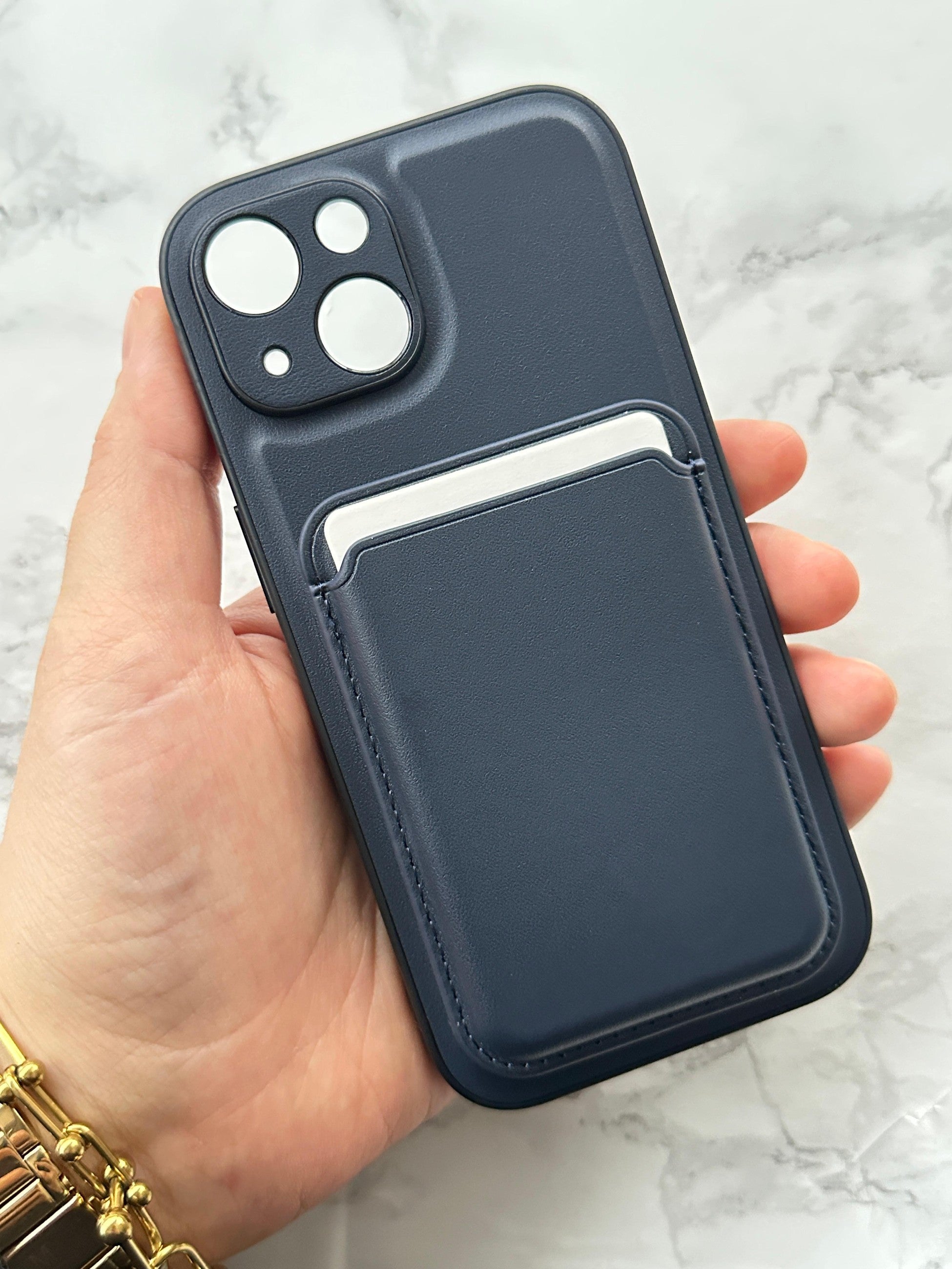 iPhone 15 Deri Magnetik Kartlıklı Kamera Korumalı Kartlıklı Kılıf