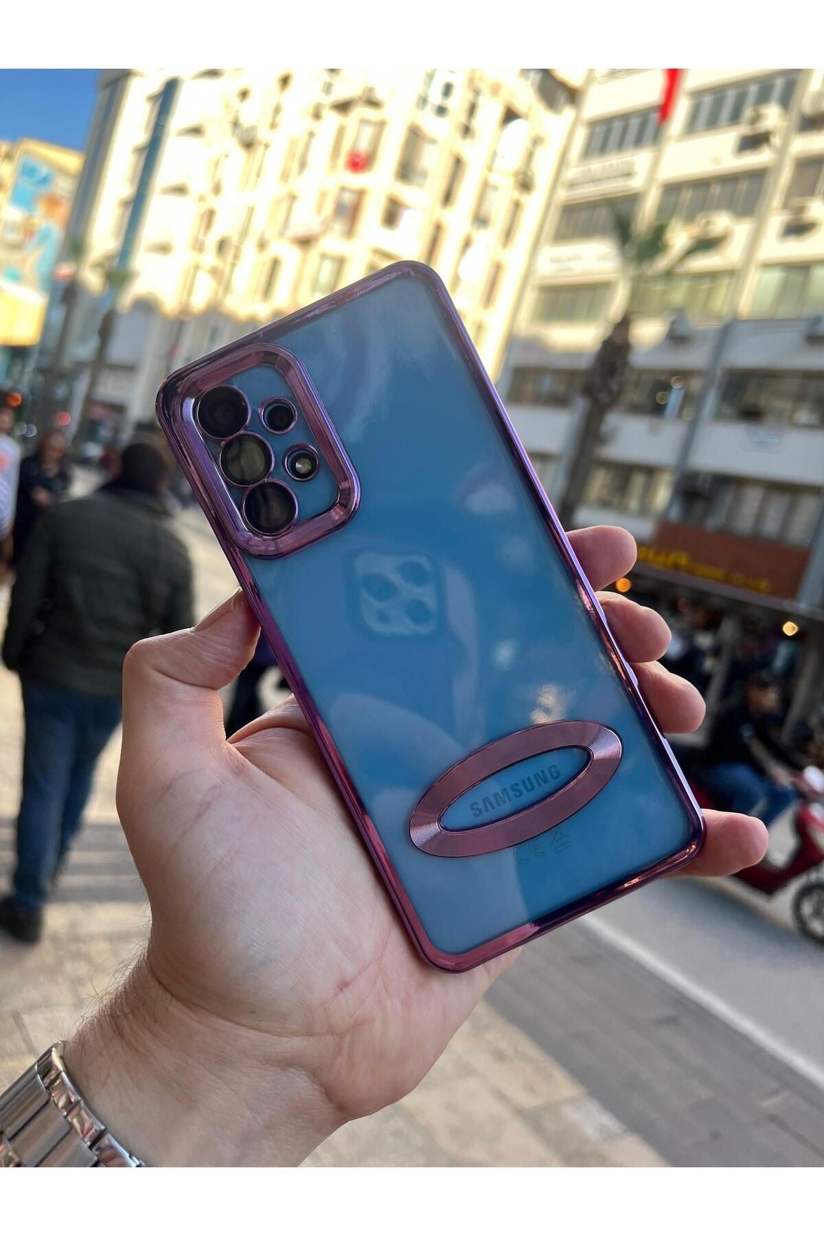 Samsung A23 Kılıf Logo Detaylı Kenarları Renkli Kamera Korumalı Luxury Megavip Kılıf