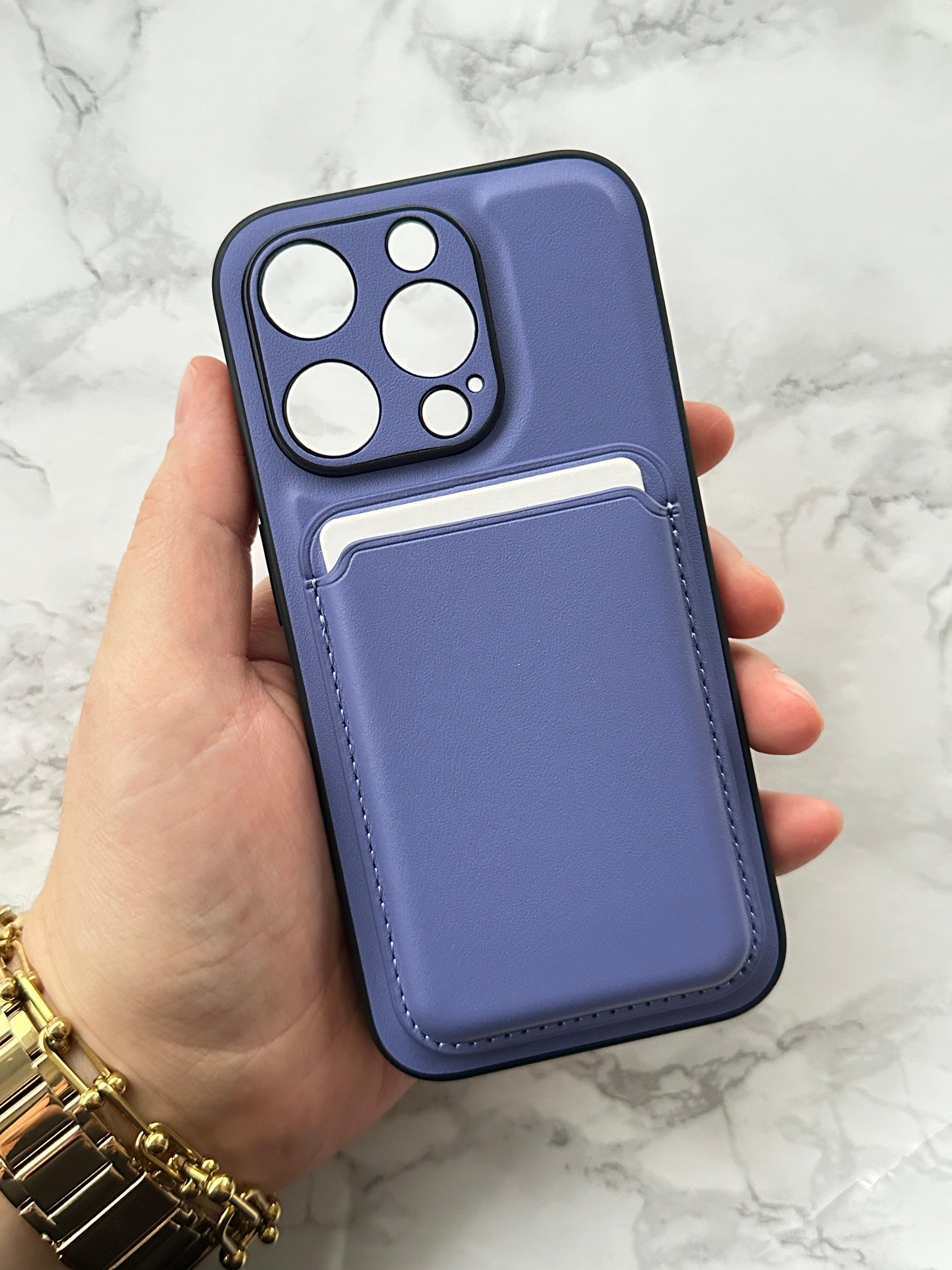 iPhone 15 Pro Deri Magnetik Kartlıklı Kamera Korumalı Kartlıklı Kılıf