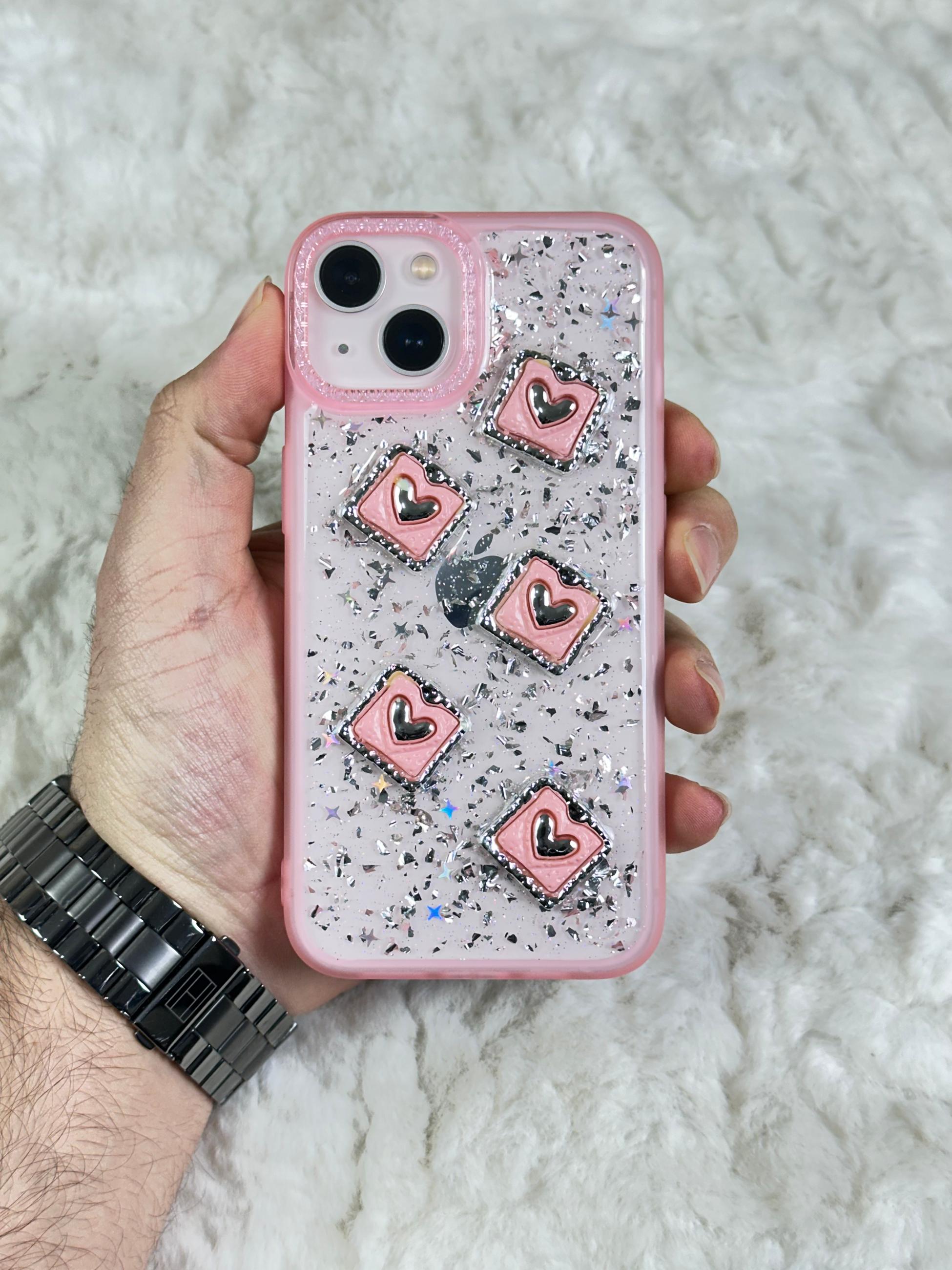 iPhone 13 Şeffaf Parlak Taşlı Glitter Kılıf