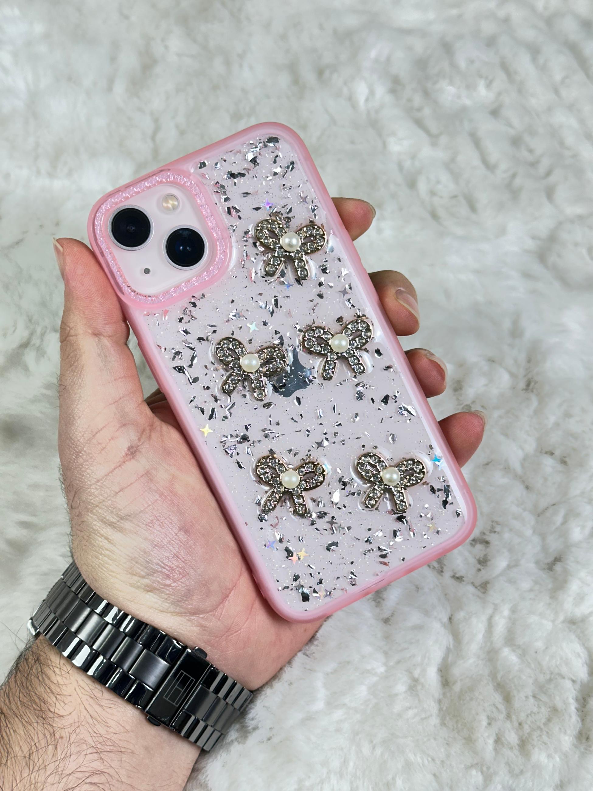 iPhone 13 Şeffaf Parlak Taşlı Glitter Kılıf