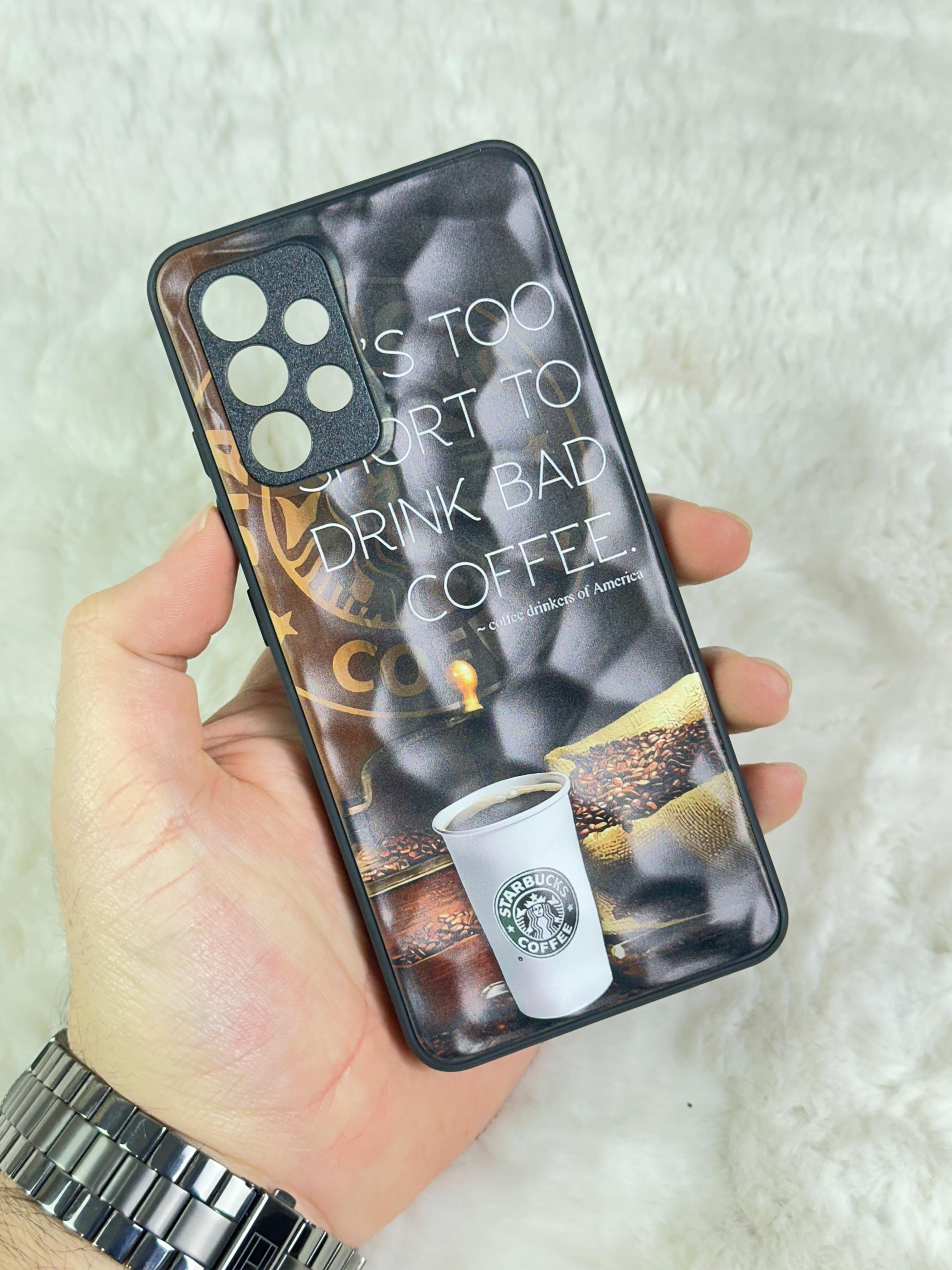 Samsung Galaxy A32 Arkası Sert Kapaklı Yanları Silikonlu Starbucks-Nike Kılıf