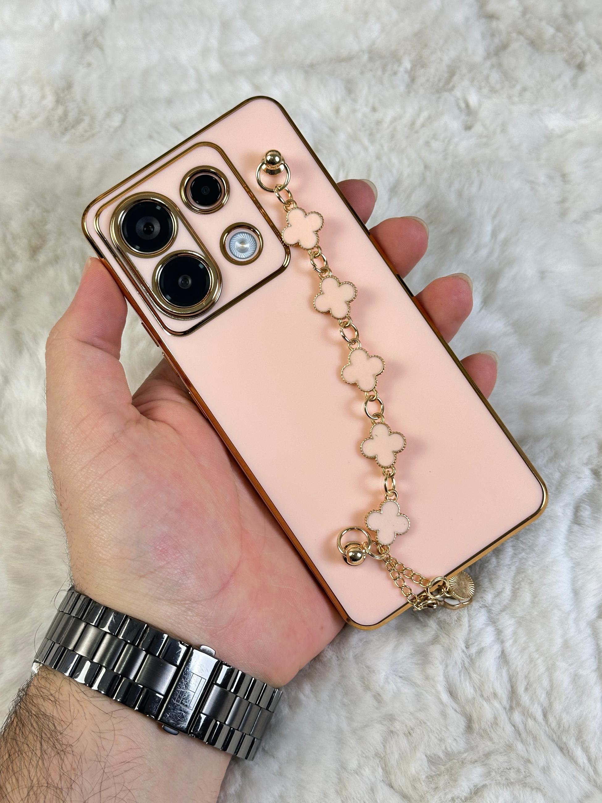 Xiaomi Redmi Note 13 Pro 4G Çerçeveleri Altın Kaplı El Tutamaçlı Elçek Kılıf