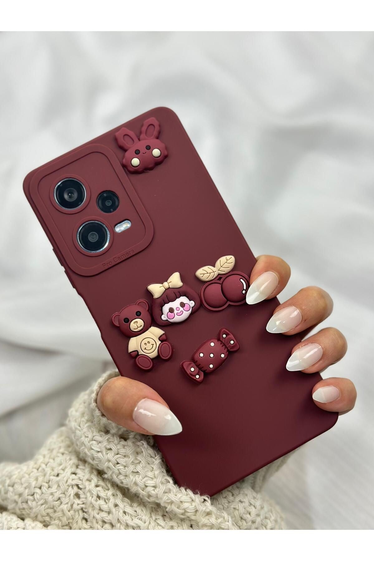 Xiaomi Redmi Note 12 Pro 5g Sweet Ayıcıklı 3 Boyutlu Tatlı Kiraz Desenli Toy Bear Kılıf