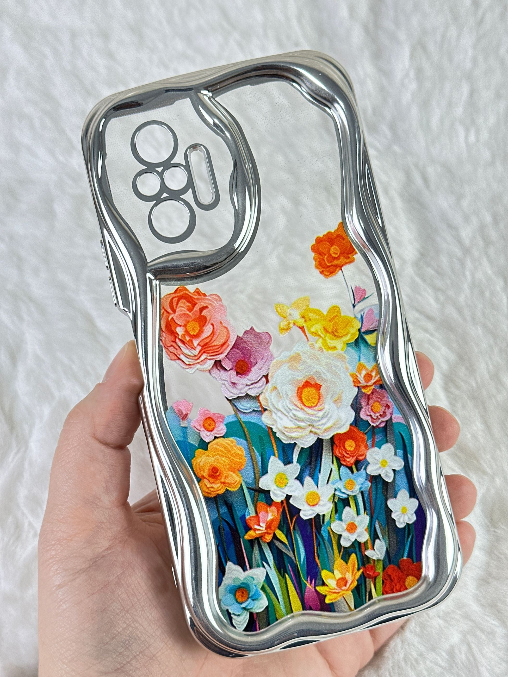 Redmi Note 10 Pro Dalgalı Kenarlı Renkli Çiçek Desenli Kamera Korumalı Bloss Kılıf