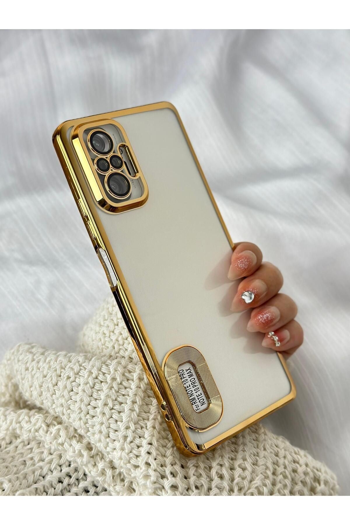 Xiaomi Redmi Note 10 Pro Logo Detaylı Kenarları Renkli Kamera Korumalı Luxury Megavip Kılıf