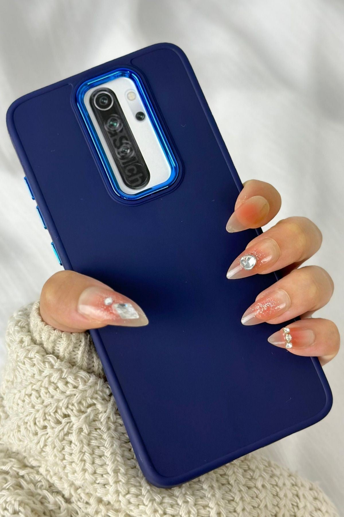 Xiaomi Redmi Note 8 Pro Parlak Metal Detaylı Tuşu Kolay Basmalı Lansman Pastel Silikon Ruby Kılıf