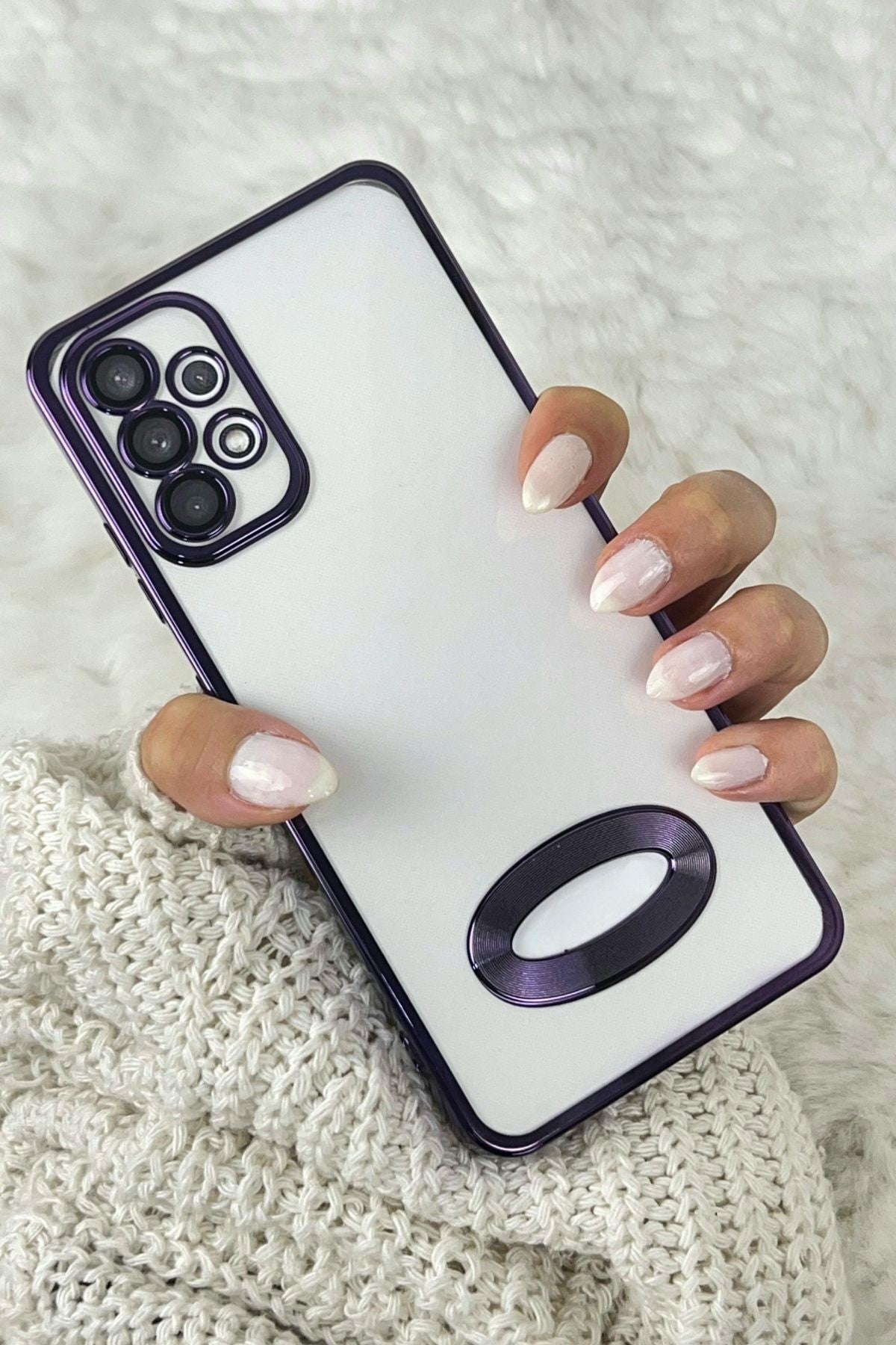 Samsung A72 Logo Detaylı Kenarları Renkli Kamera Korumalı Luxury MegaVip Kılıf