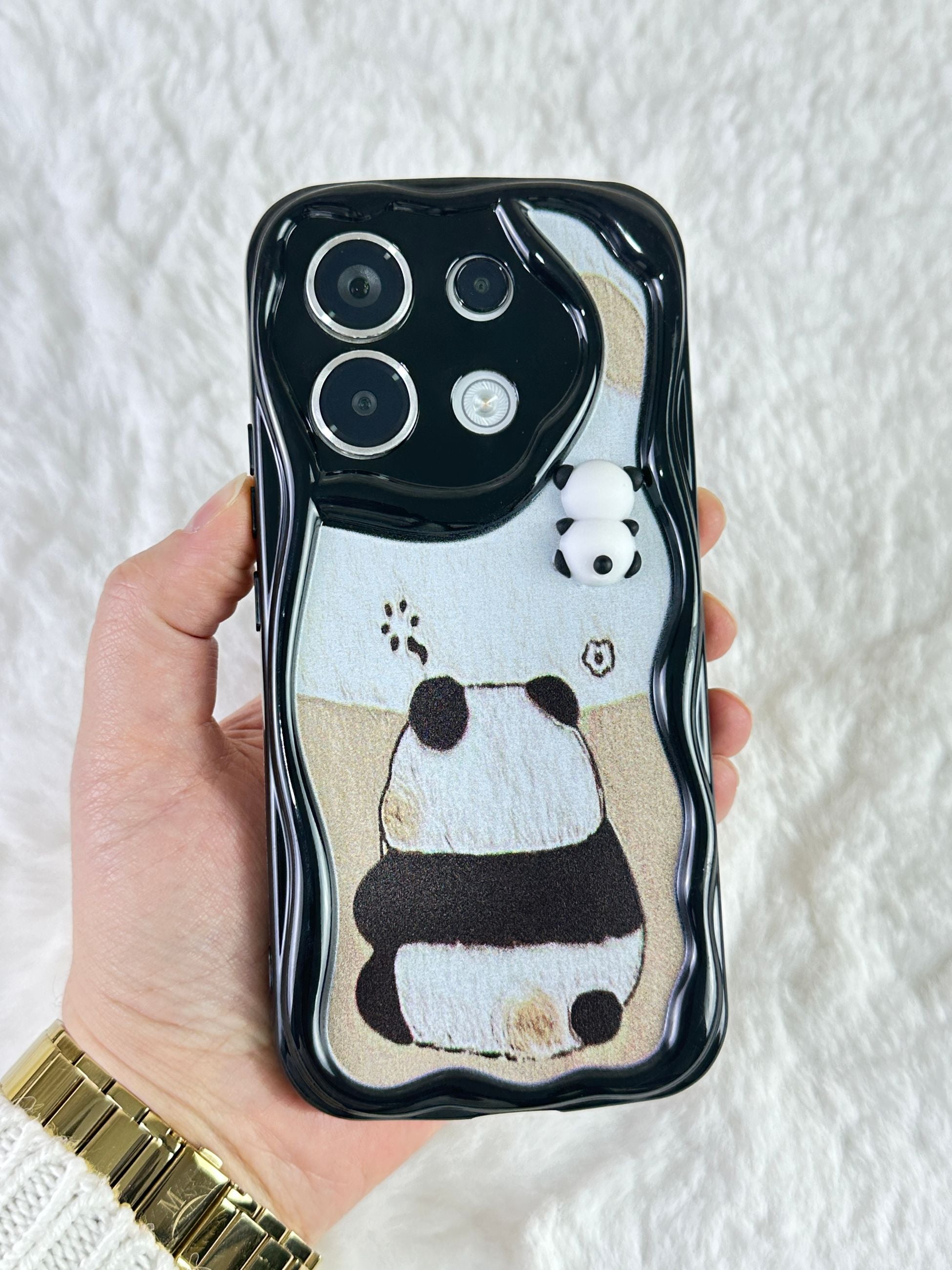 Redmi Note 13 Pro 4G Sevimli Ayıcık Panda Desenli 3 Boyutlu Şirin Parlak Tasarım Panda Kılıf