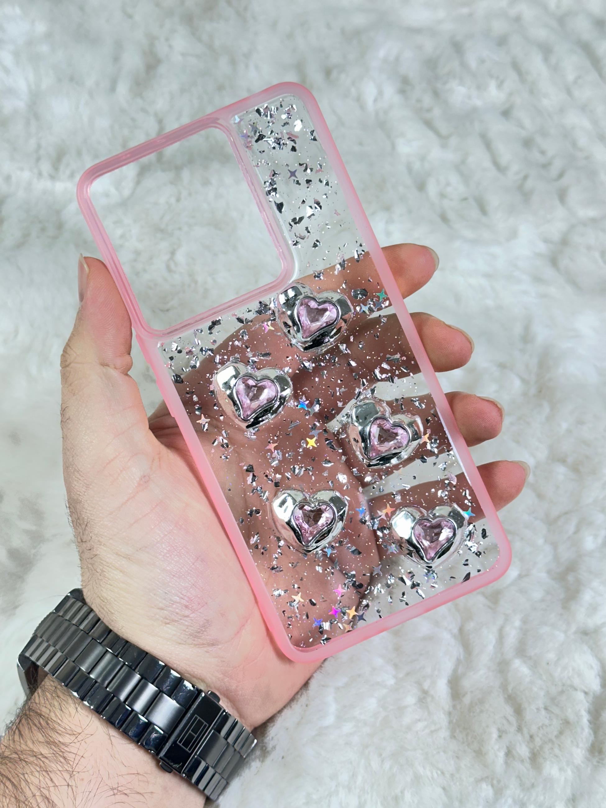 Xiaomi Redmi Note 13 4G Şeffaf Parlak Taşlı Glitter Kılıf