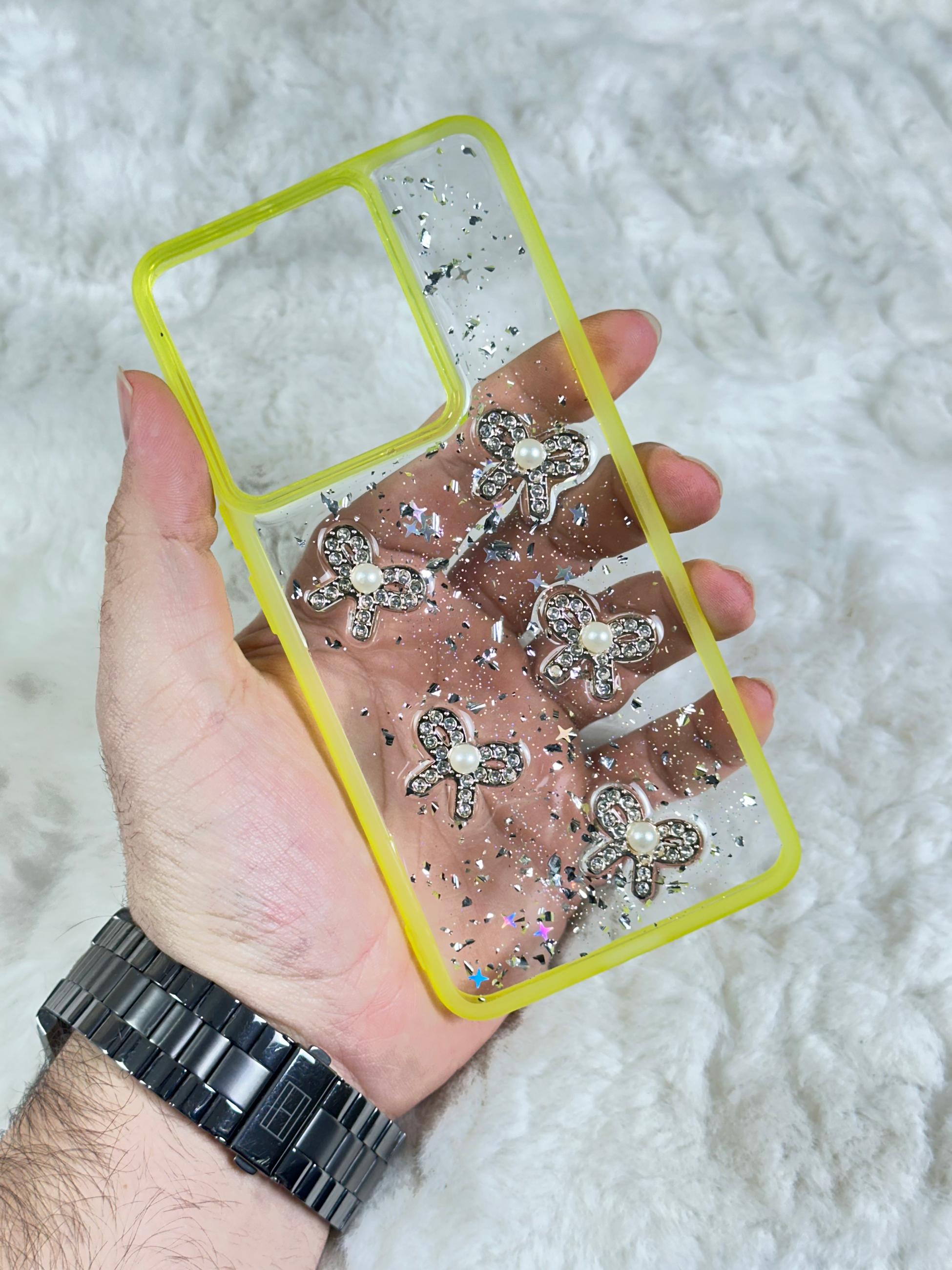Xiaomi Redmi Note 13 4G Şeffaf Parlak Taşlı Glitter Kılıf