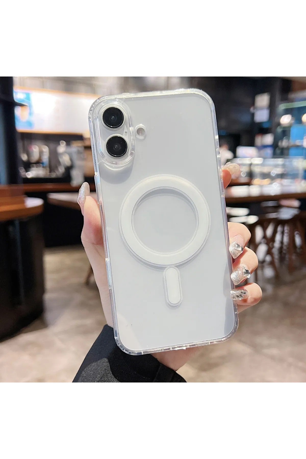 iPhone 16 Magsafe Kablosuz Şarj Destekli Şeffaf V-Mags Kılıf