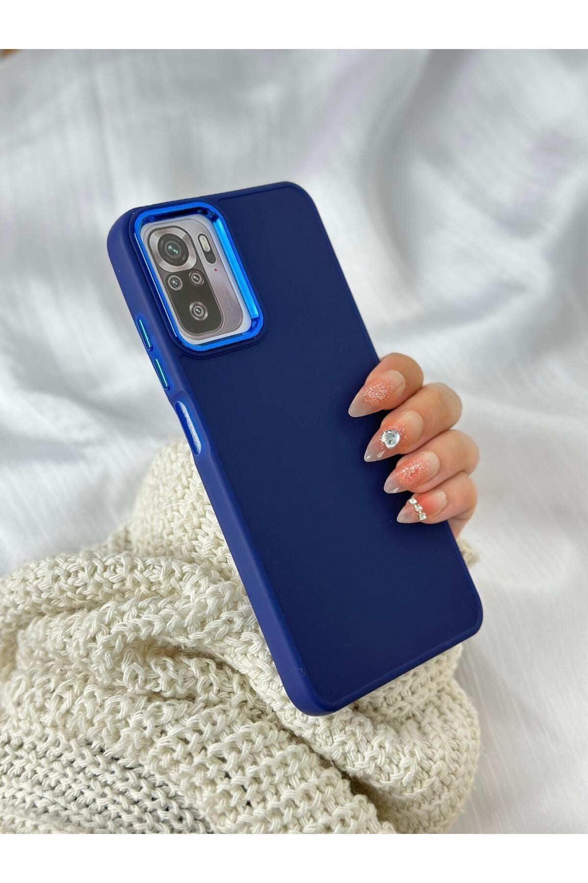 Xiaomi Redmi Note 10 / 10s Parlak Metal Detaylı Tuşu Kolay Basmalı Lansman Pastel Silikon Ruby Kılıf